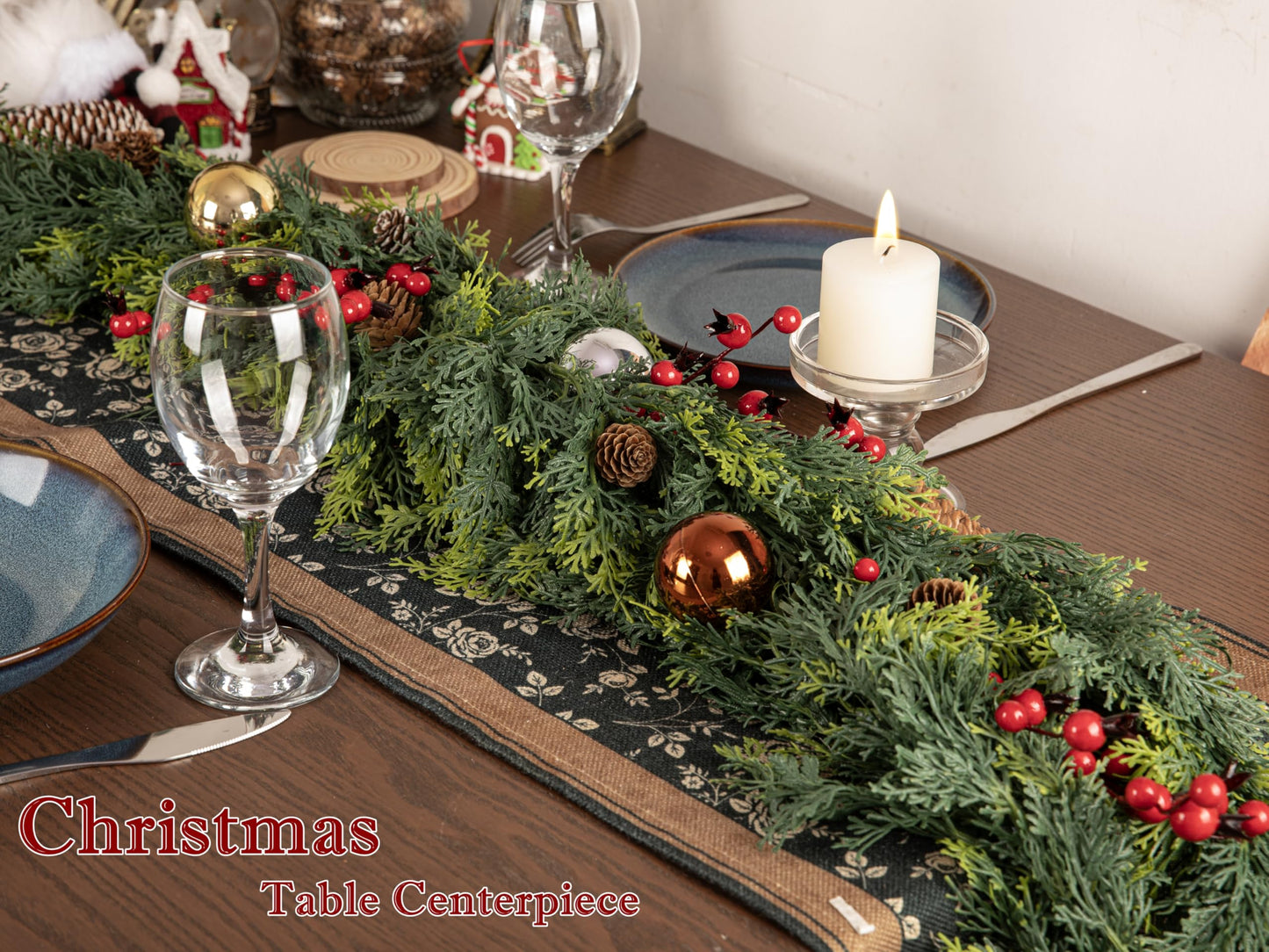Lescli 6ft Artificial Cedar Garland, Real Touch Pine Garland, Christmas Faux Greenery for Mantle, Fireplace Wall, Table Decor, Christmas Decorations, DIY Crafts