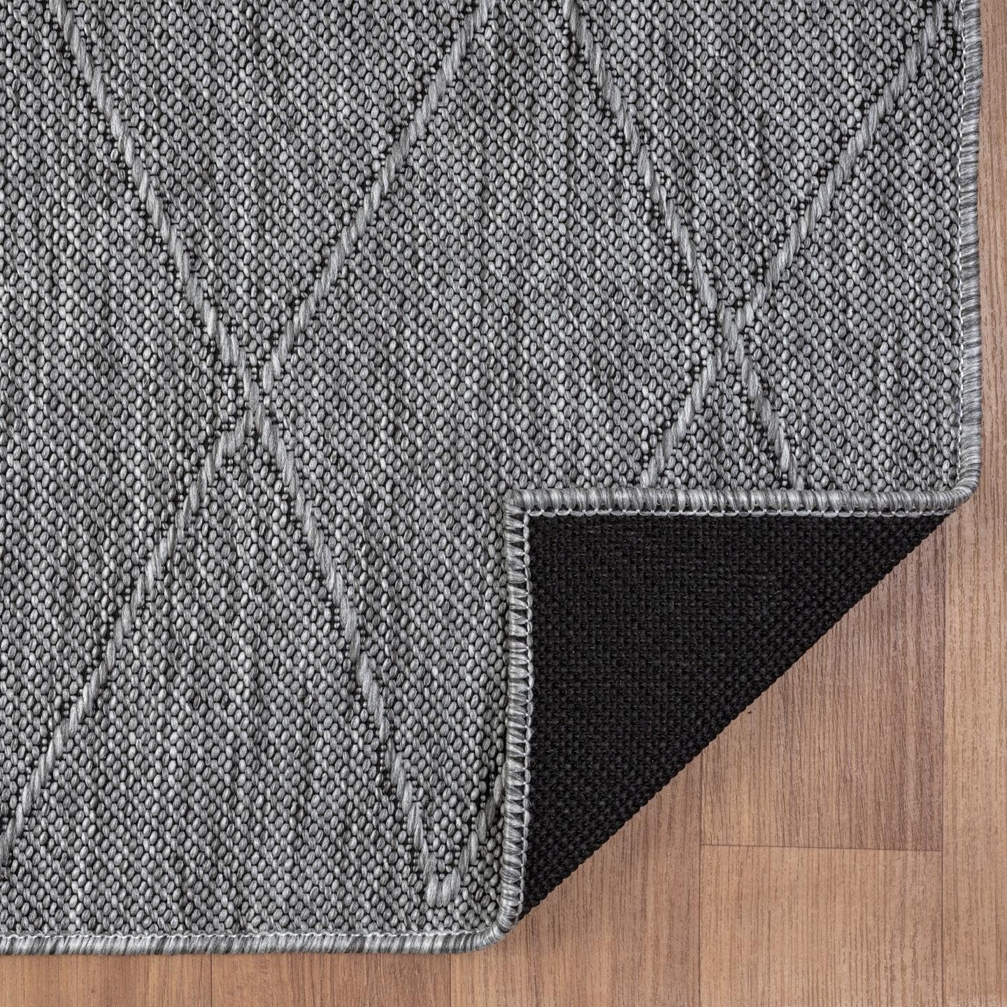 LUXE WEAVERS Non-Slip Washable Outdoor Gray 8x10 Area Rug, Modern Textured Geometric Carpet