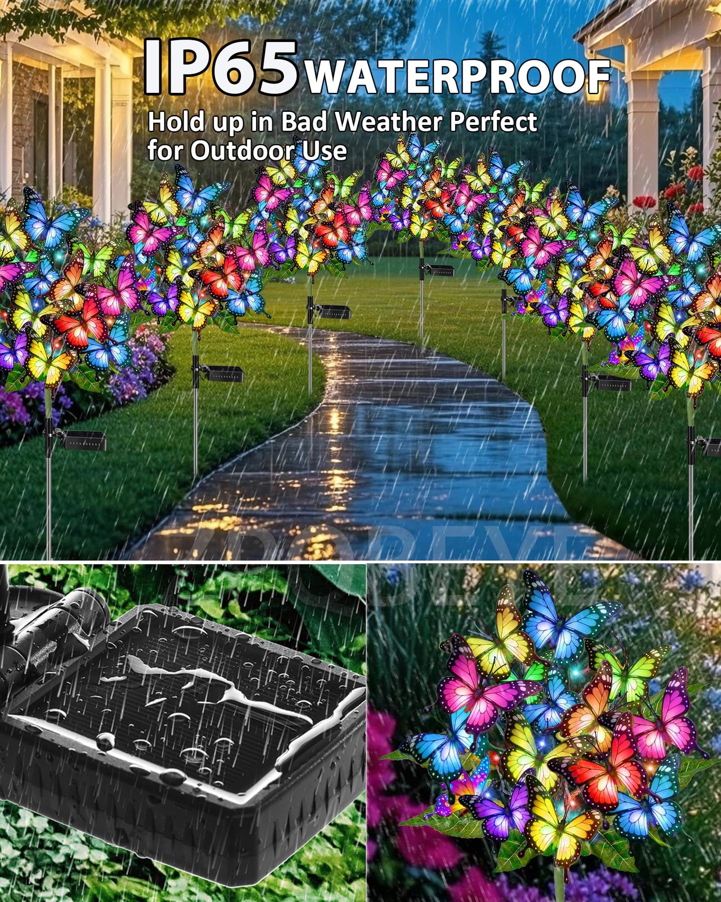 ZPQBEYE Solar Garden Lights Outdoor Waterproof Decorative Solar Lights Outside 2 Pack with 86 LED 34 Butterfly Flowers Garden Decor Yard Patio Lawn, Gifts for Women Mother's Day Mom