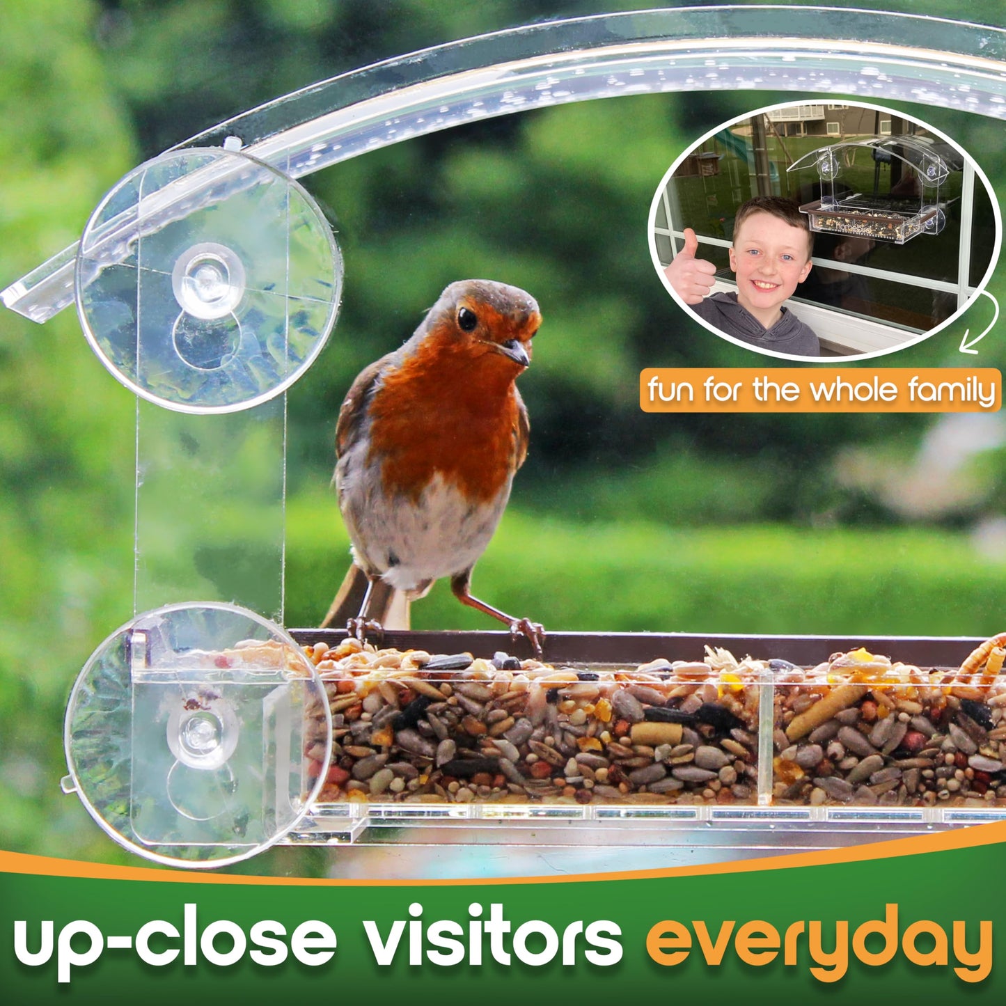 Window Bird Feeder with Strong Suction Cups - (Upgraded 2026 Model) Clear Acrylic Feeder Window for Cats Bird House Gift