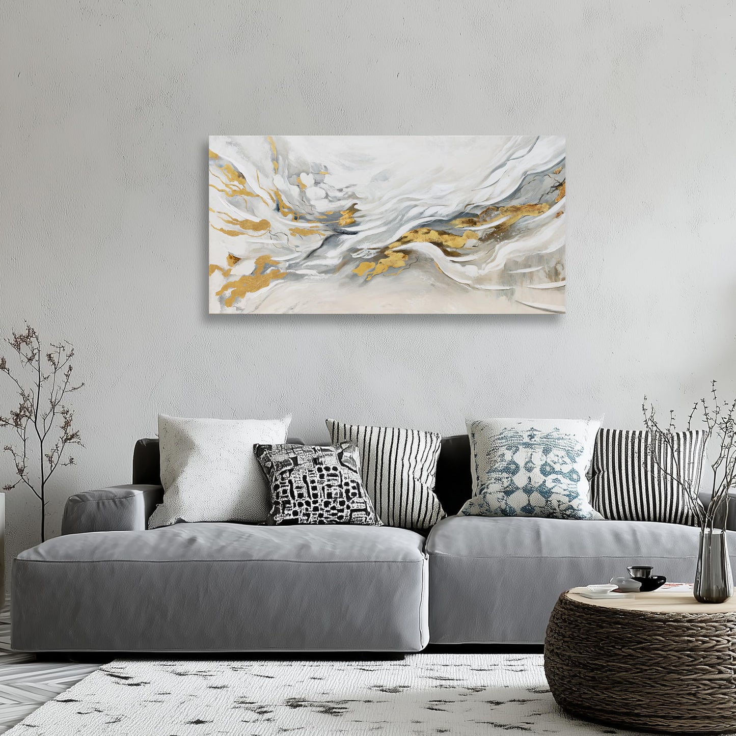 JBD JIETUAN Abstract Wall Art White Wall Decor Modern Canvas Painting Minimalist Wall Painting Unique Artwork for Living Room Dining Room Kitchen Office Home Decor 20x40 Inches