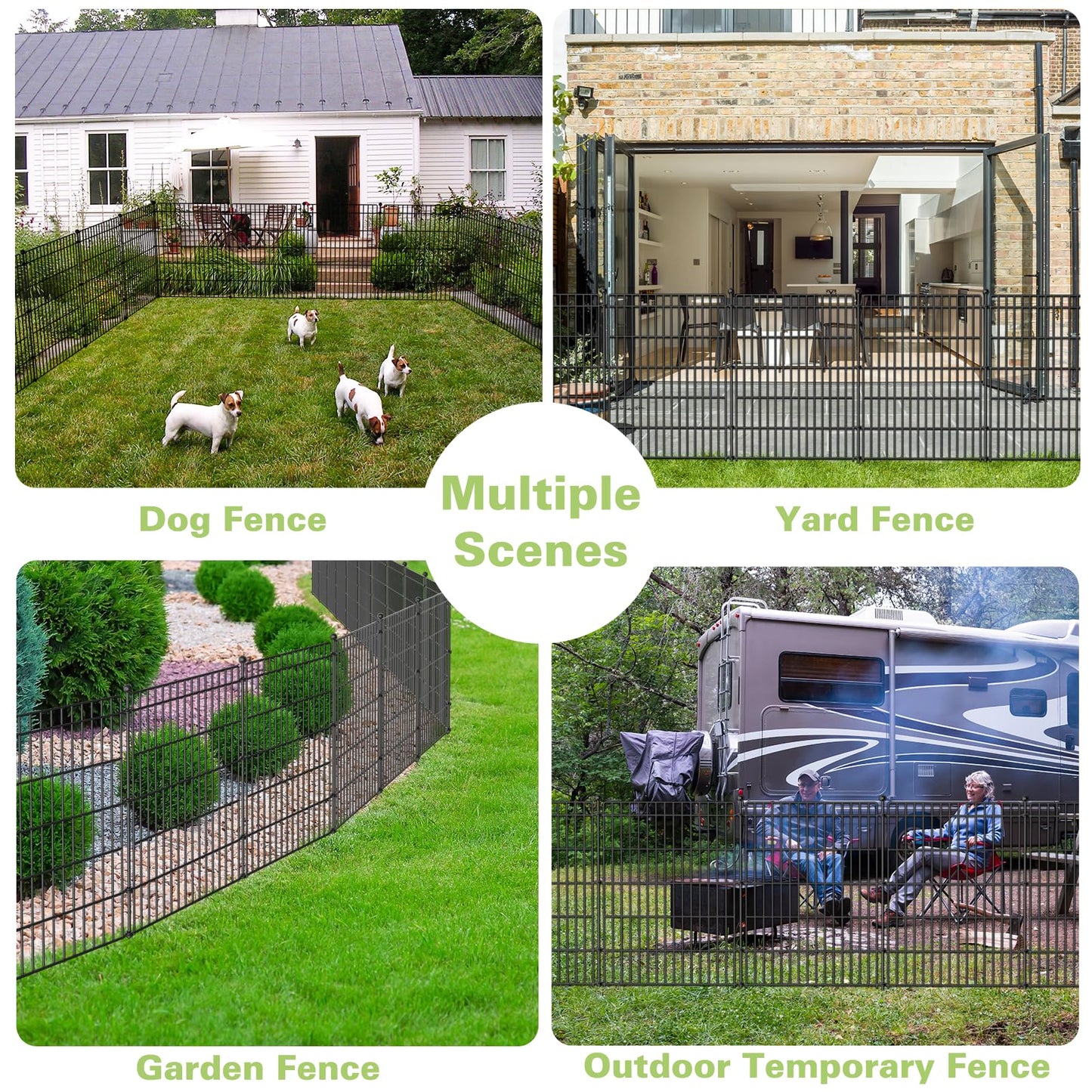 8 Panels No Dig Garden Fence with Gate, 48in(H) × 21ft(L) Decorative Metal Outdoor Dog Fence, Rustproof Pet Fencing for Yard, Patio, Flower Bed -Temporary Fencing| Easy to Install