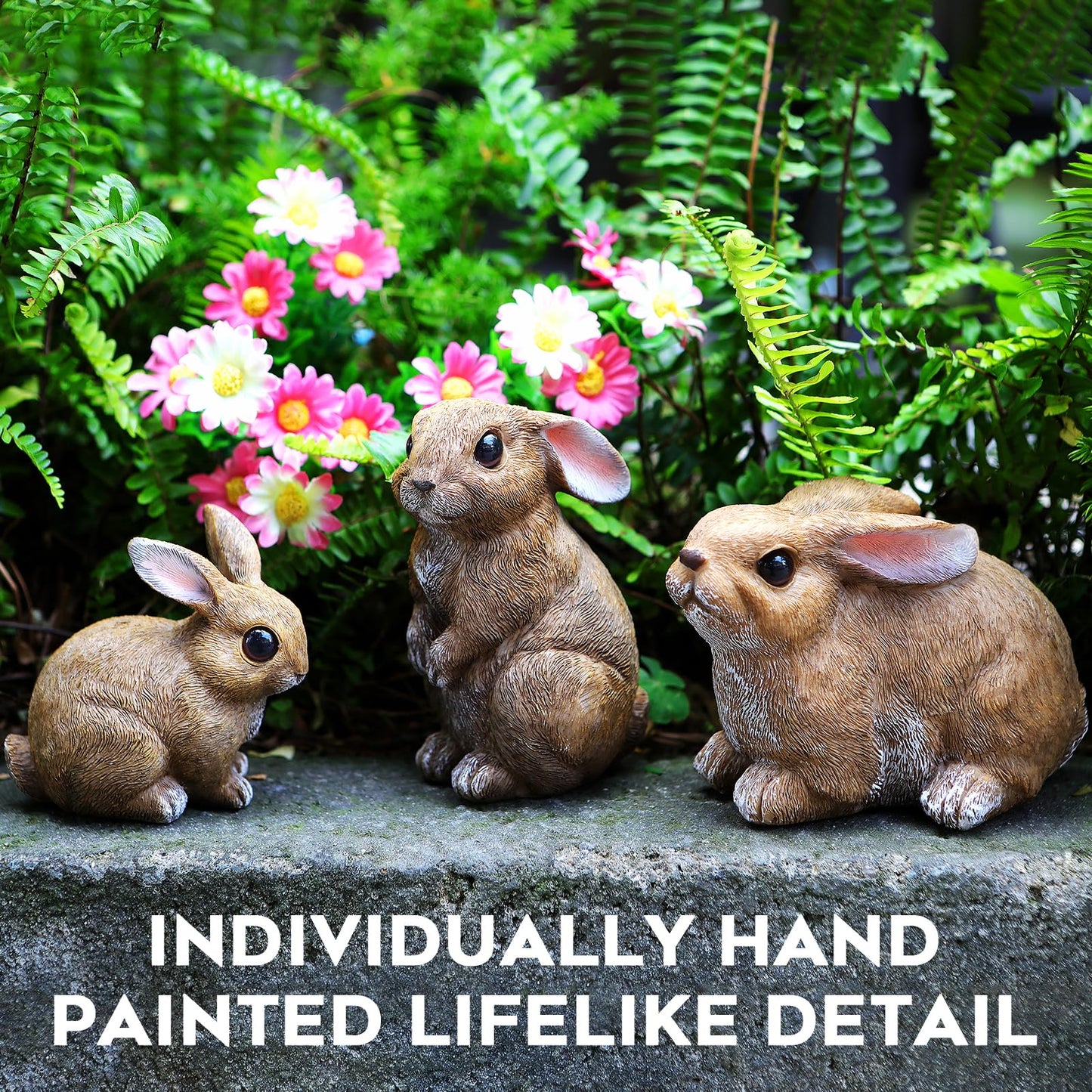 LEGIFO Bunny Decor Yard Decorations Outdoor Set of 3, Bunny Decorations for Home Garden Outdoor Statues, Easter Rabbit Figurines mom Gifts