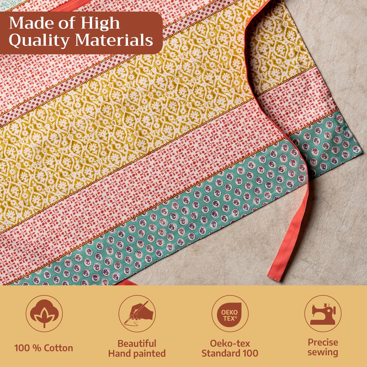 Maison d' Hermine Apron for women with Pocket 100% Cotton 27.50"x31.50" 1 Piece Adjustable Neck Strap & long ties Apron Men, Chef, Wedding, Cooking, Gardening, Server Spring/Summer (Provence)