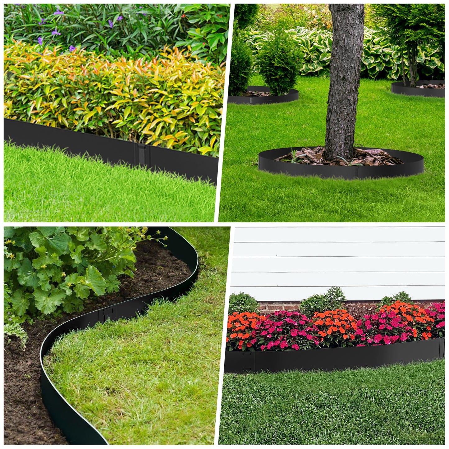 Ganeekiron Metal Landscape Edging 6-Pack, Steel Edging Powder Coating - 40" L x 8" H Strips Garden Edging Border with 6 Clips - Edge for Lawn Yard (20Ft Total, Black)