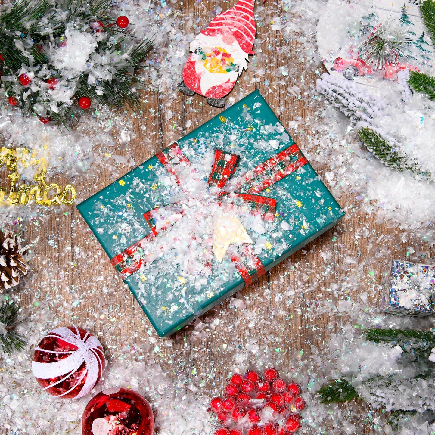ZeanSciulpt 5.3 Ounce Fake Snow Decor, Glittery Artificial Snow Decorations, Suitable for Craft Making, Holiday Decoration, Christmas Party