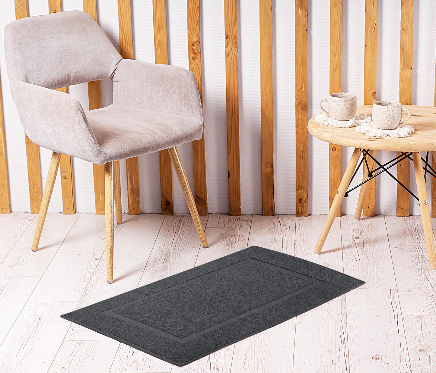 Utopia Towels Cotton Banded Rug, Bath Mats, Not a Bathroom Rug, 21 by 34 Inches, 100% Ring Spun Cotton, Highly Absorbent Shower Bathroom Floor Mat, Grey, 2 Pack