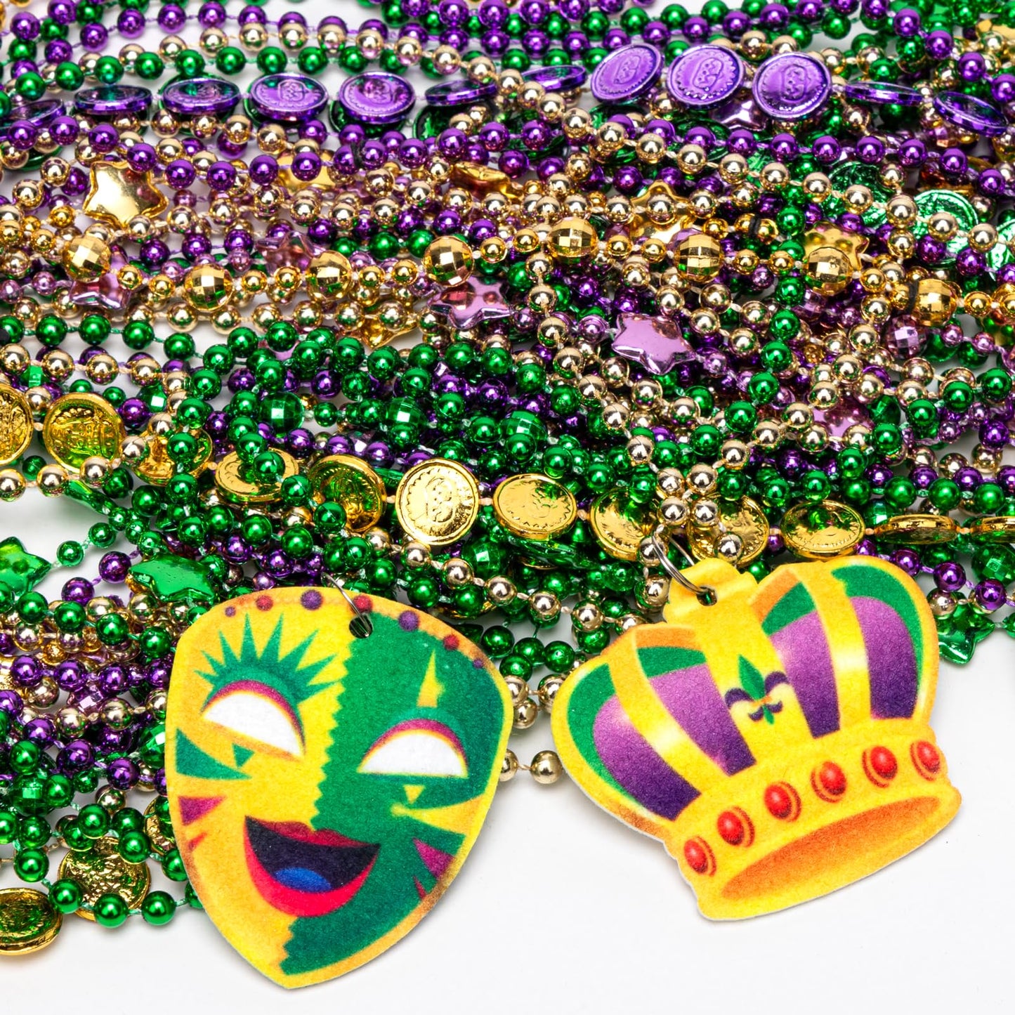 Moon Boat 36PCS Mardi Gras Felt Beads Bulk Carnival Accessories for Party Favors Decorations Festival Parades