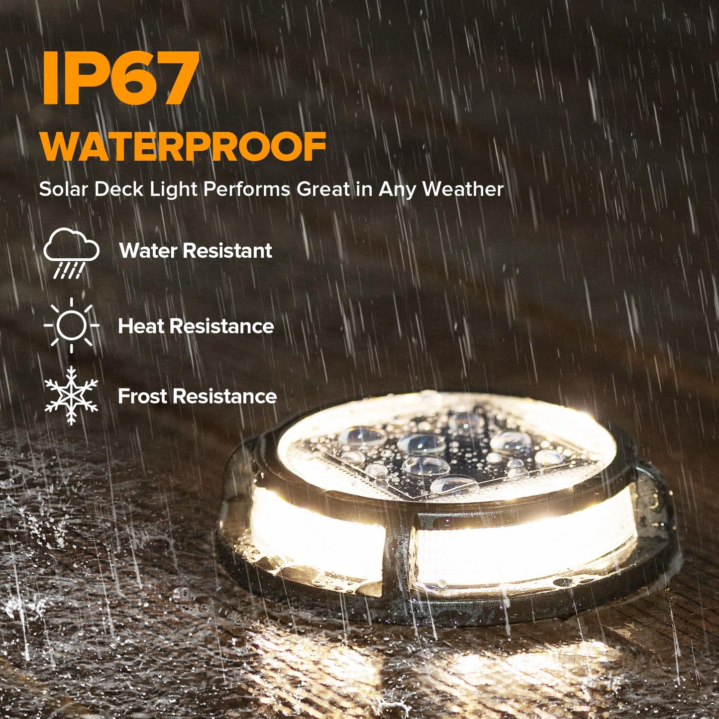 LUTEC 4 Pack Solar Driveway Lights, 12 LEDs IP67 Waterproof Outdoor Solar Dock Driveway Marker Lights for Step, Sidewalk, Pathway, Patio, Garden(Warm White)