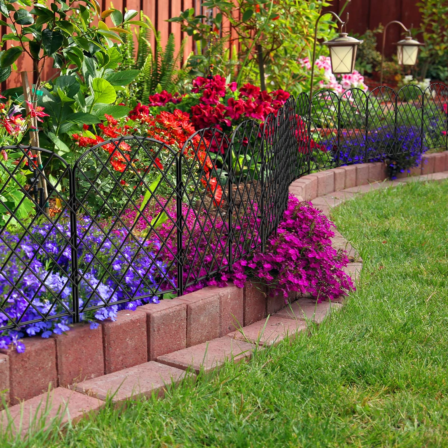 OUSHENG 10 Pack Decorative Garden Fence, Total 10ft(L) x 24in(H) Animal Barrier Border, Rustproof Metal Wire Section Edging Fencing Panel for Outdoor Patio Garden Yard, Arched
