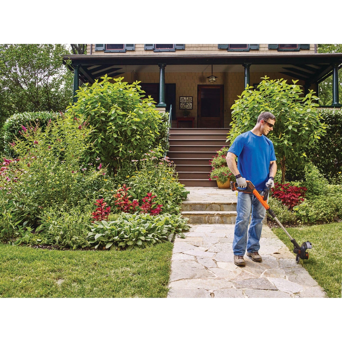 BLACK+DECKER 20V* MAX String Trimmer and Edger, EASYFEED Weed Wacker, 12 Inch Cutting Width, 2 Speed Control Weed Eater, (1) Battery and Charger Included (LSTE523)