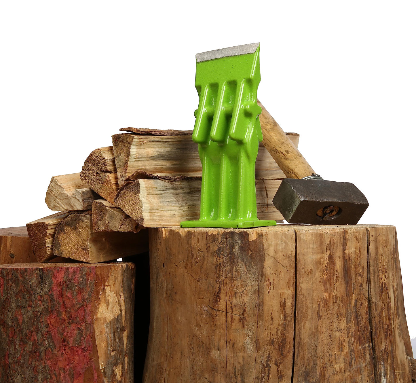 SPEED FORCE Firewood Kindling Log Wood Splitter – No Axe! Wedge Point Splits Firewood, 3 Inch Green with Safety Cover