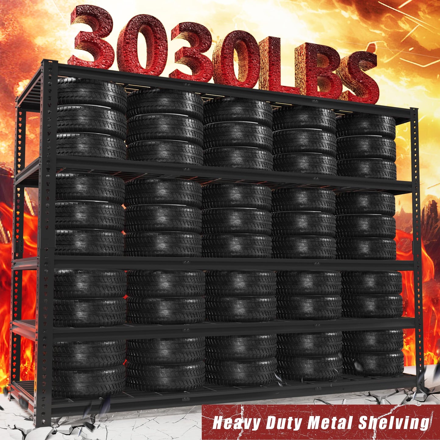 VDEVY 60" W x 24" D x 72" H Garage Shelving Heavy Duty Metal Shelving 3030LBS Storage Shelves Adjustable Metal Shelves for Storage Industrial Garage Shelves for Warehouse Basement