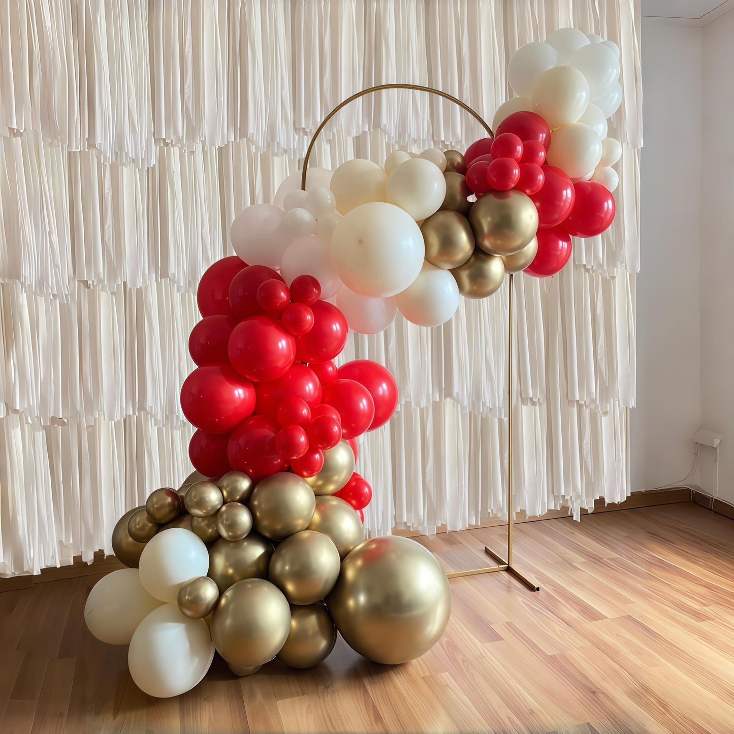 Red and White Balloons Set, 12 Inch Sand White Red and Gold Balloon, Metallic Gold Star Confetti Balloon for Birthday Christmas Wedding Engagement Valentine's Day Graduation New Year Party Decorations