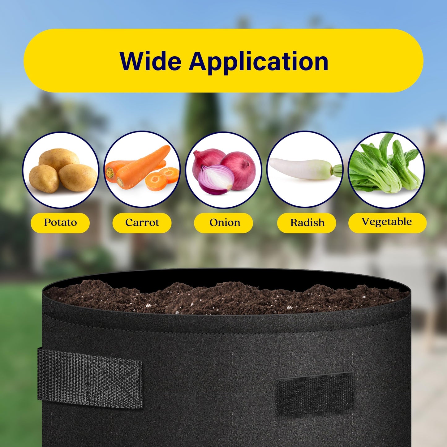 iPower 5 Pack 7 Gallon Potato Grow Bags with Flap, Garden Planting Nonwoven Fabric Pots with Reinforced Handle, Heavy Duty and Aeration Planter Pot for Tomato, Fruits, Vegetables and Flowers, New