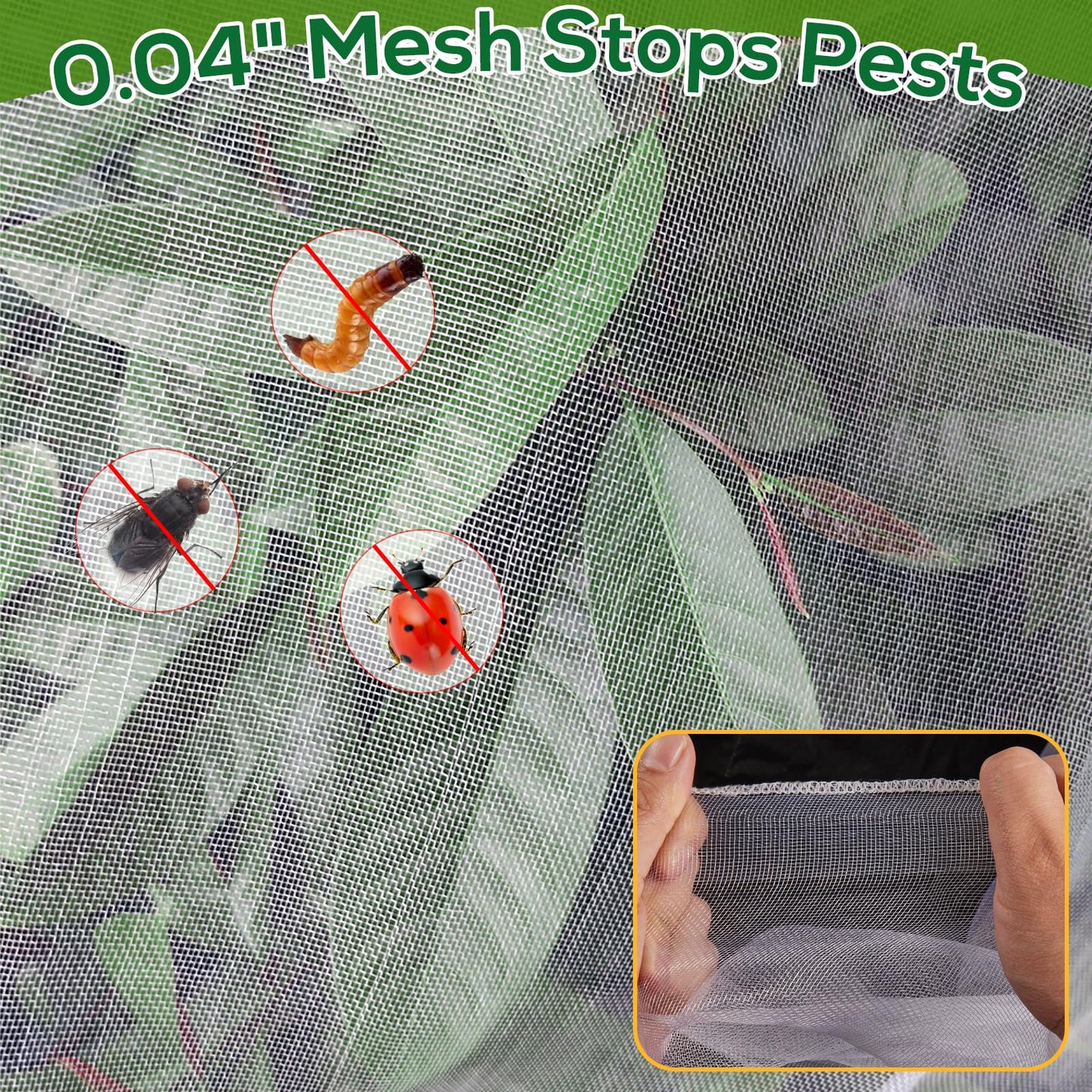 2PCS Fruit Tree Netting with Drawstring, 7 x 6ft Ultra-Fine Mesh Garden Insect & Bird Protection Cover, Breathable Reusable Tree Netting for Citrus, Apple, Peach & Shrubs
