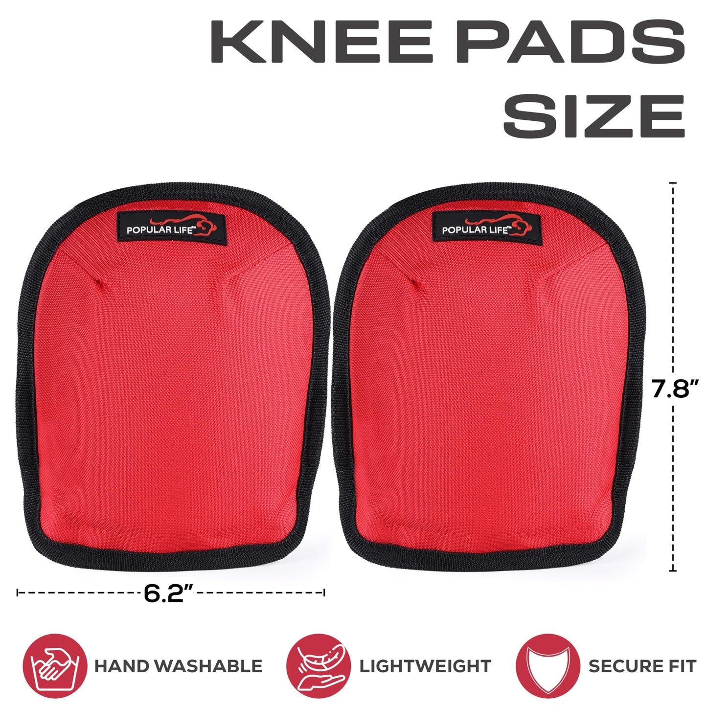 POPULAR LIFE Lightweight Gardening Knee Pads with Removable and Replaceable Foam Pad Insert, Washable Soft Cap Knee Pad, Easy Fit with Adjustable Hook and Loop Closure Straps