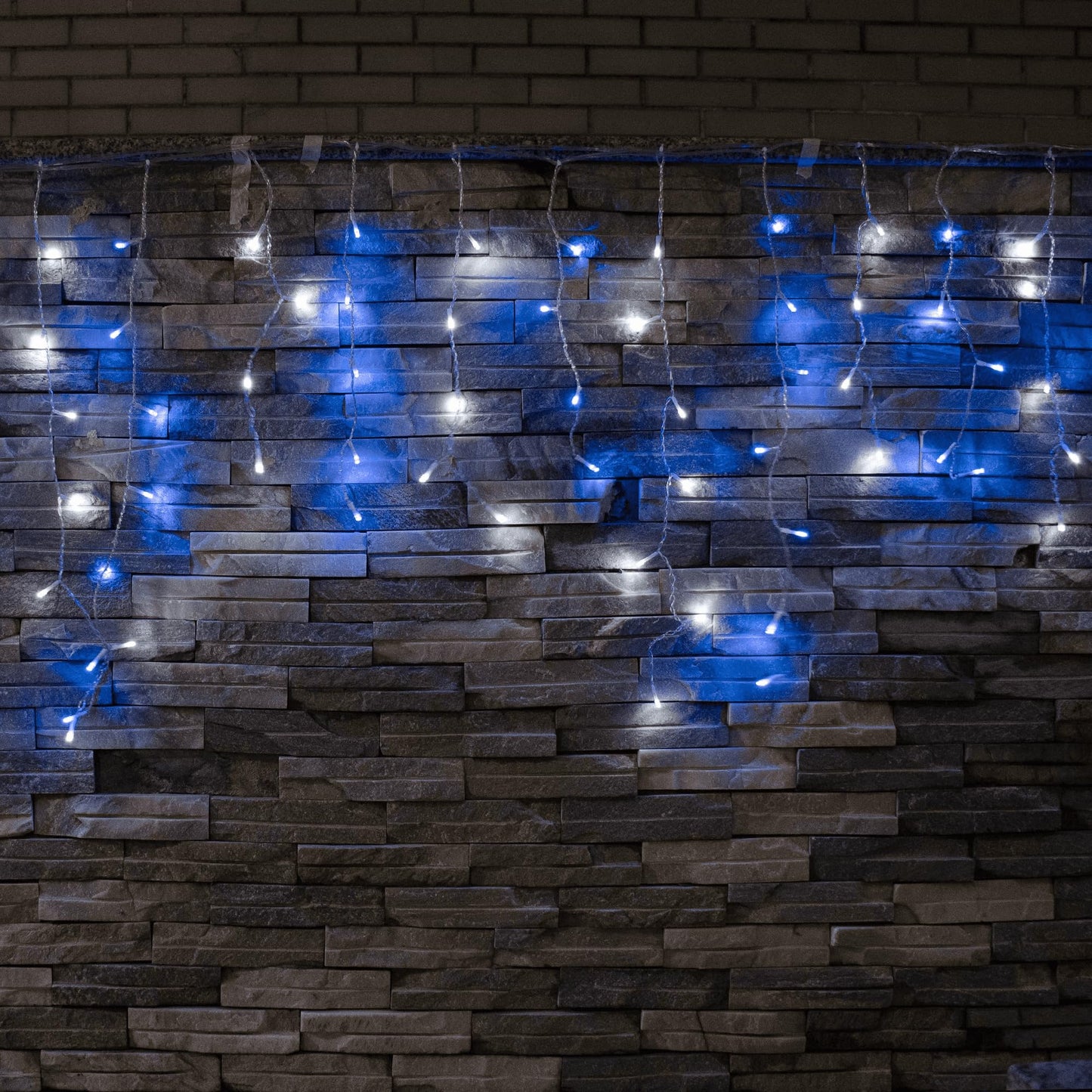 YOLIGHT Icicle Christmas Lights 13ft 96 LED Icicle String Lights 8 Modes Twinkle Curtain Fairy Lights, Indoor Room Patio Garden Bedroom Wedding Party Halloween Christmas Decoration (White+Blue)