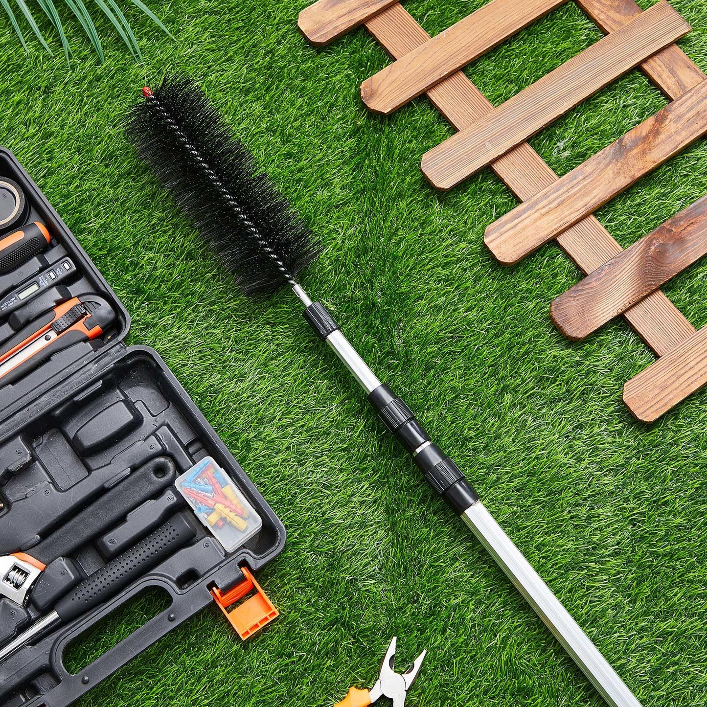 LemonRoad 2 Pack Water Garden Koi Fish Pond Cleaning Brush with 70 Telescopic Pole, Scrubbing Brush for Routine Water Garden Koi Fish Pond Maintenance, Cleaning