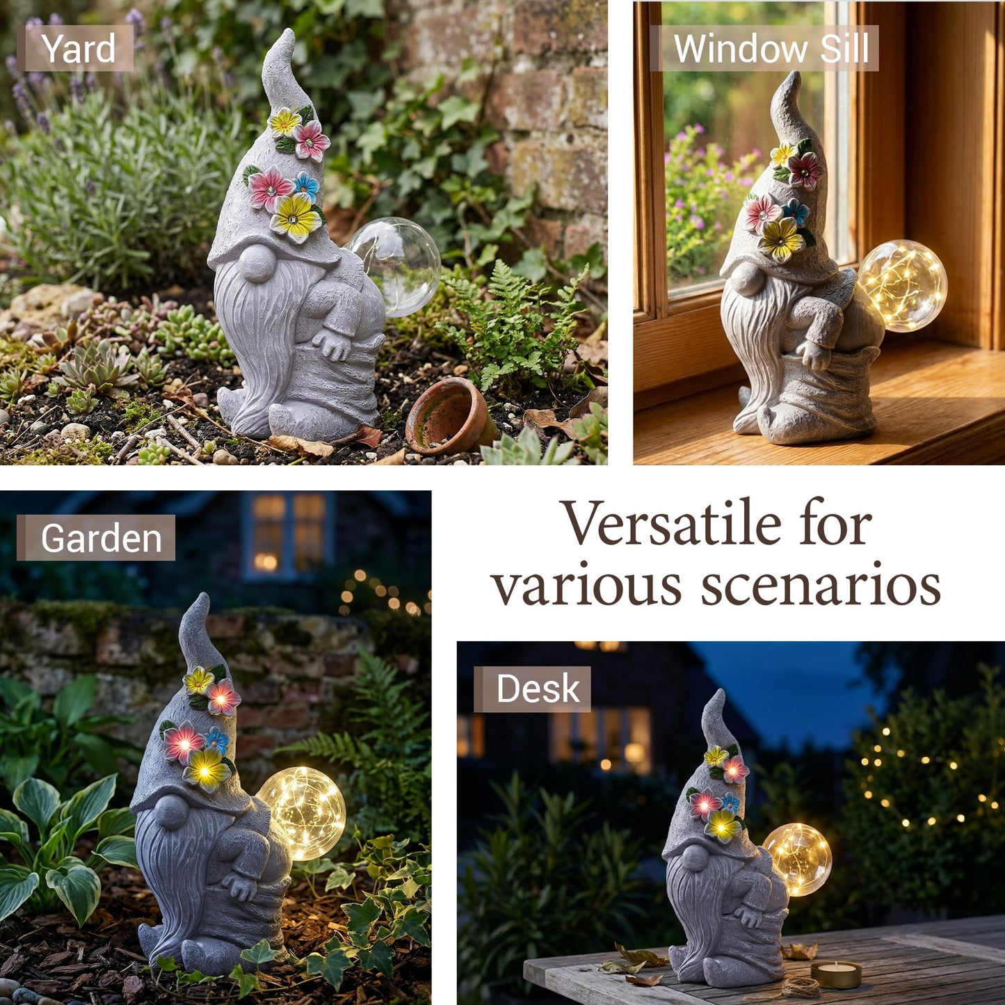 Acgarten Solar Funny Garden Gnome Statue: Outdoor Sculpture Lights for Yard Lawn Porch Balcony Patio Home Decor - Mothers Day Gifts for Mom Women Grandma