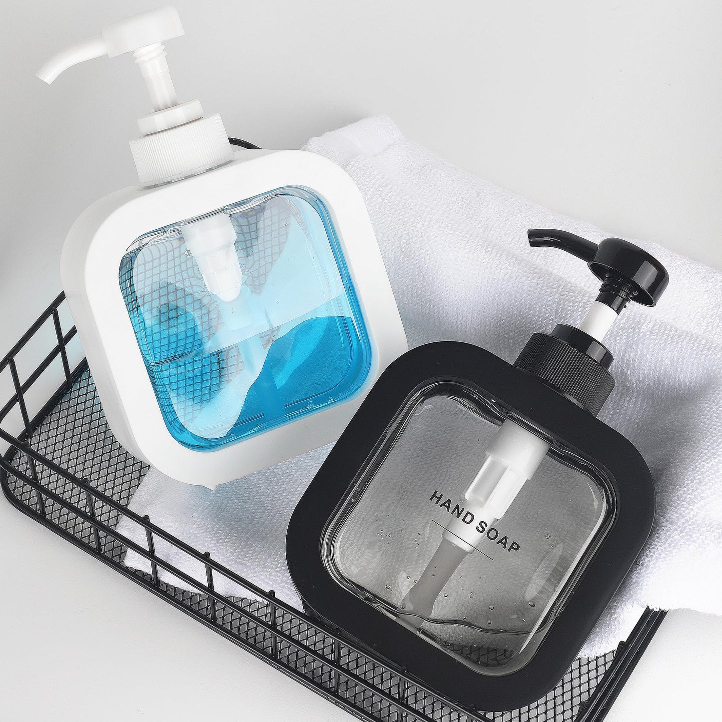 ONECOCOA Hand & Dish Soap Dispenser - Modern Plastic Pump with Labels - Black
