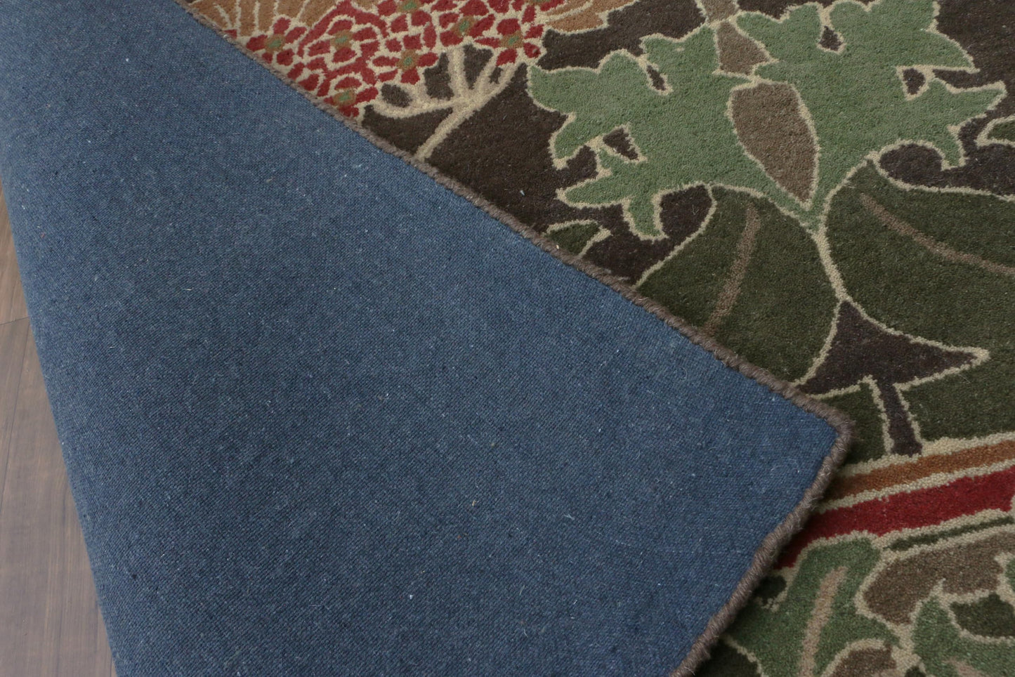 Blackamoor Rugs Handmade Area Rug Vintage Floral Pattern Green Red Brown - Without Duty and tariffs- Cecil Green (2'x2')