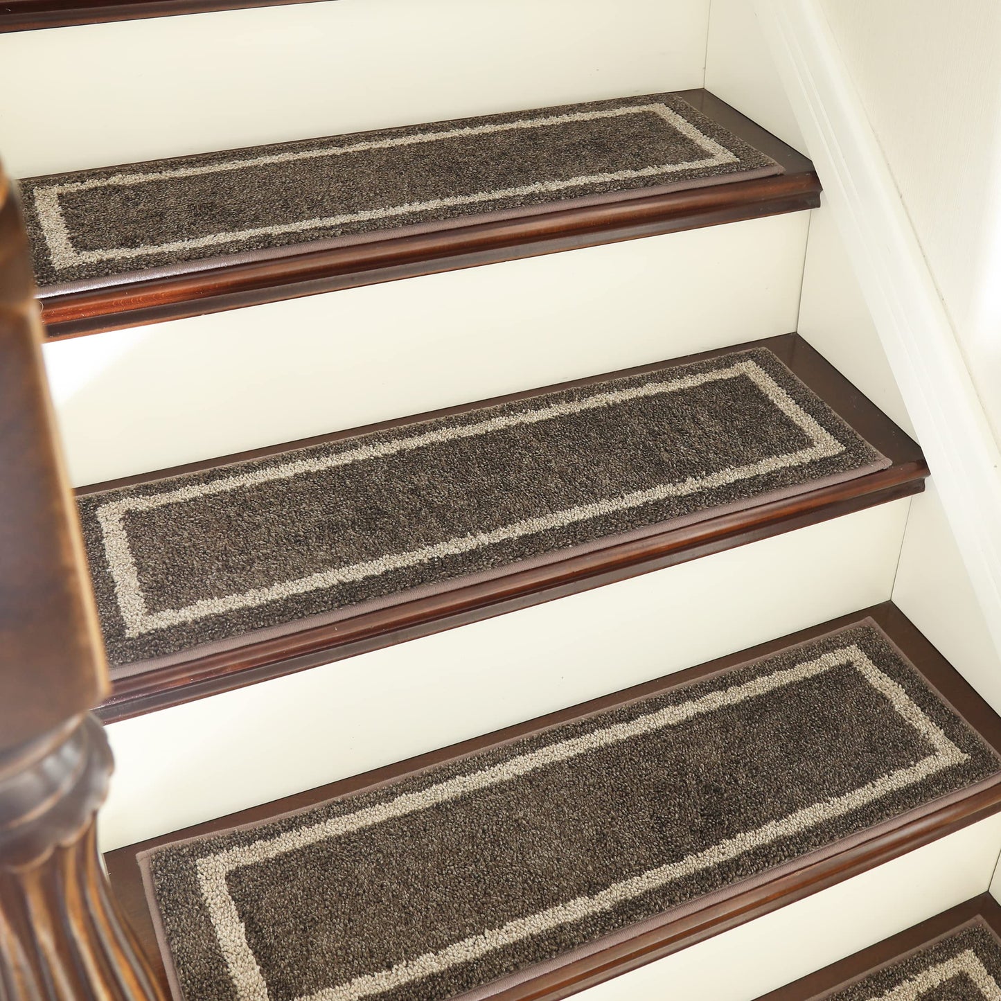 COSY HOMEER Soft Stair Treads Non-Slip Carpet Mat 28inX9in Indoor Stair Runners for Wooden Steps,Stair Rugs for Kids and Dogs, 100% Polyester TPE Backing 10pcs,Brown