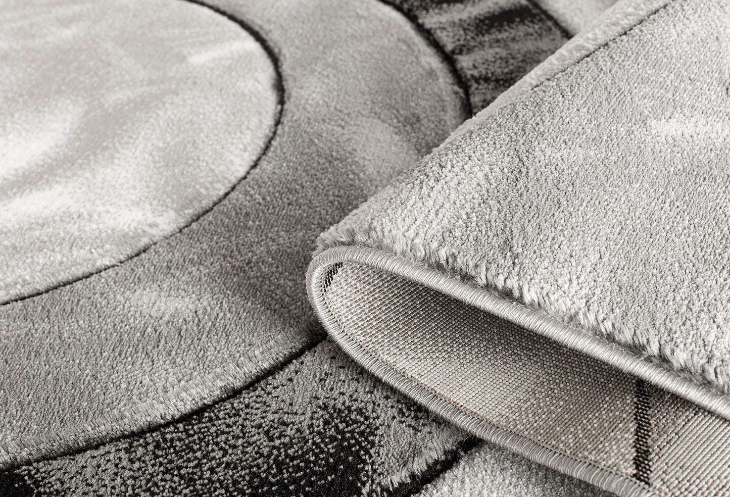GLORY RUGS Area Rug 2x3 Grey Black Door Mat Modern Circles Soft Contemporary Floor Carpet Fluffy Texture for Indoor Living Dining Room and Bedroom Area