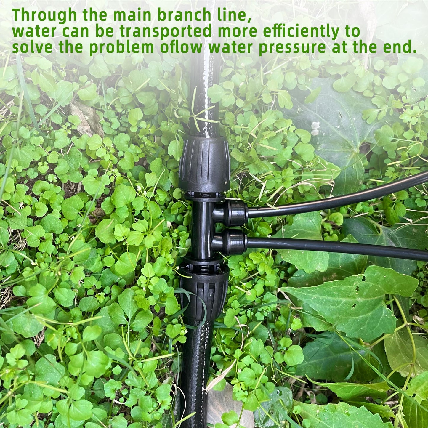 6 Pack 1/2'' to 1/4'' Drip Irrigation Fittings, Push-to-Connect 4 Way Drip Irrigation Part Barbed Tee Connectors, Anti-Leak Locked Splitter Fitting for 1/2" Irrigation Tubing (0.6''-0.67''OD)