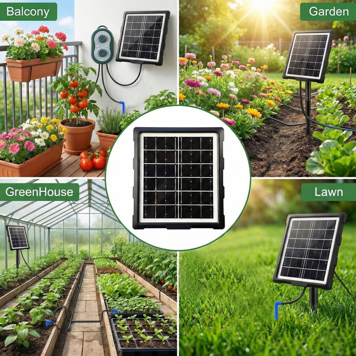 50FT Solar Automatic Drip Irrigation Kit System, Smart Self-Watering System with USB Charging for Outdoor Indoor Use, 2200mAh Automatic Watering System Supports 15 Pots for Garden, Balcony & Patio