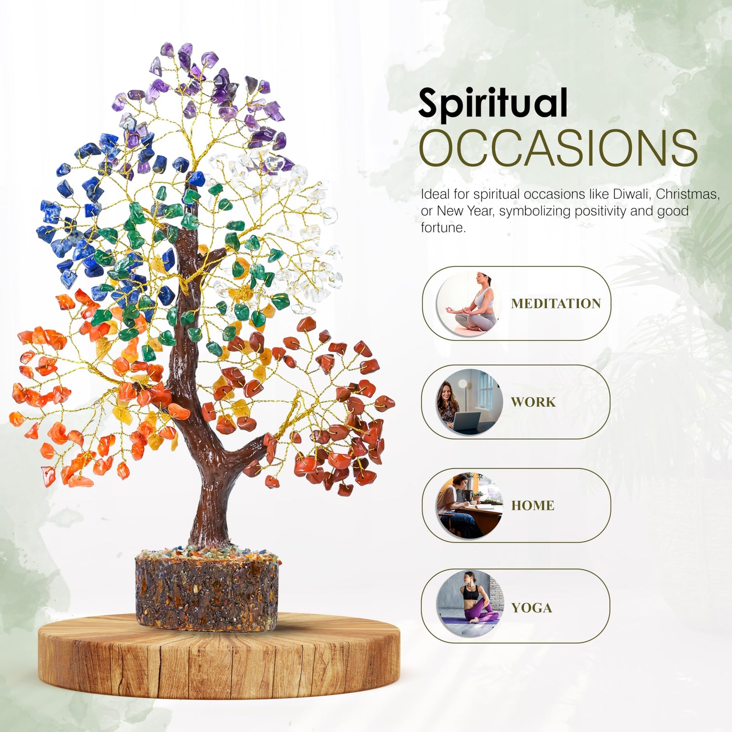 Crocon® Natural Trunk 7 Chakra Crystals Tree of Life, Birthday Gifts for Women, Men & Friends, Crystals & Healing Stones, Home Decor, Men Gift Ideas, House Warming Gifts New Home for Mom & Sister