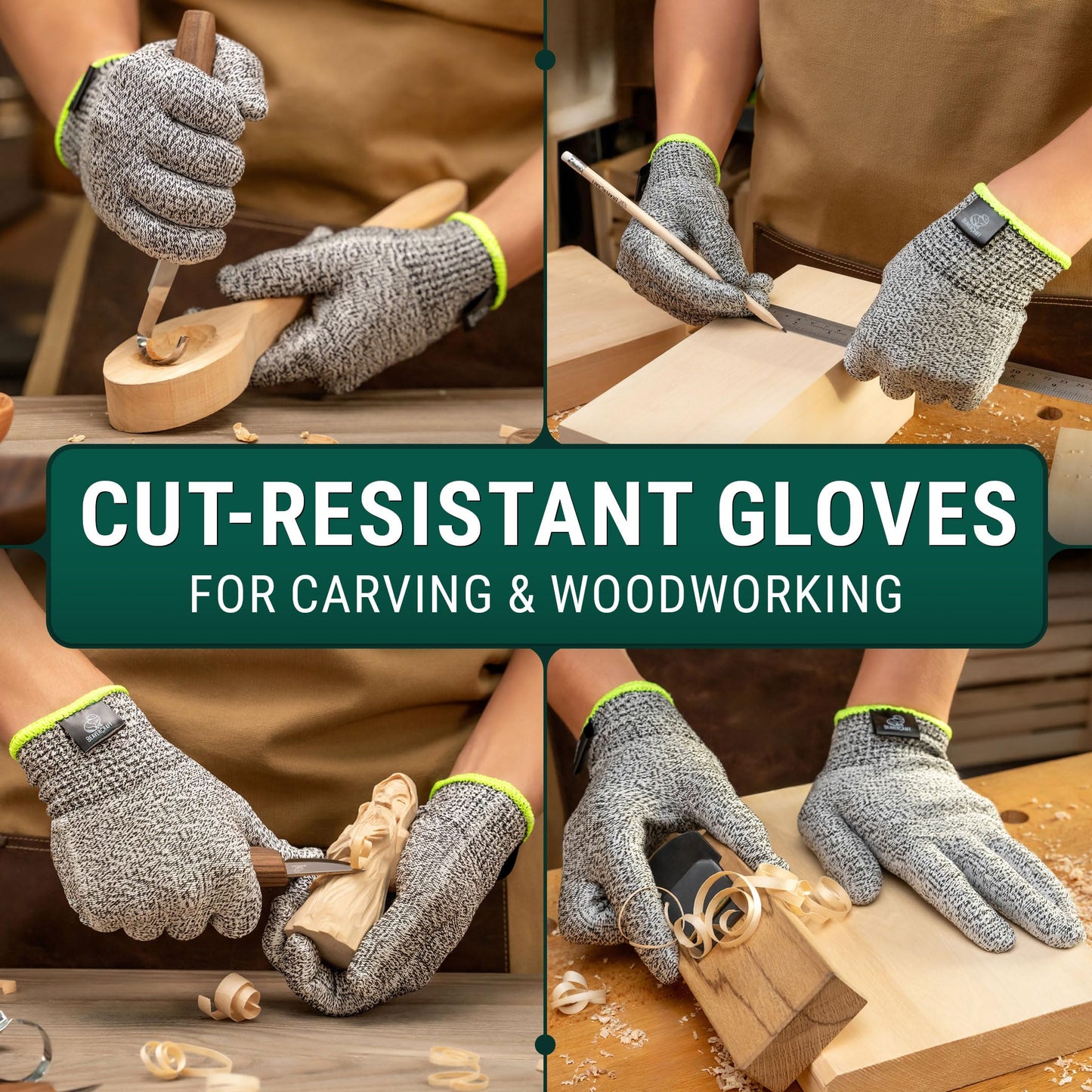 BeaverCraft Wood Carving Gloves CRG - Cutting Cut Resistant Gloves Level 5 for Whittling, Woodworking, Food Prep (L)