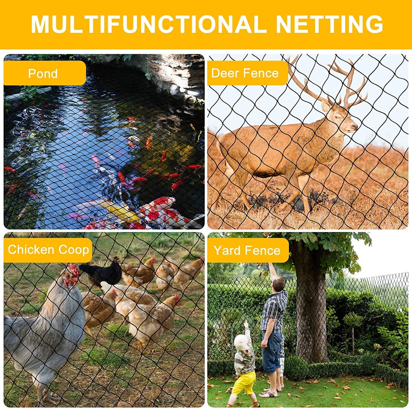 BSTPCOO Bird Netting 25'x100' with 2.4" Square Mesh Chicken Coop Nettings, Poultry Netting Heavy Duty Nylon Nettings, Hawk Net for Chicken Run, Deer Fence Garden Fruit Tree Net