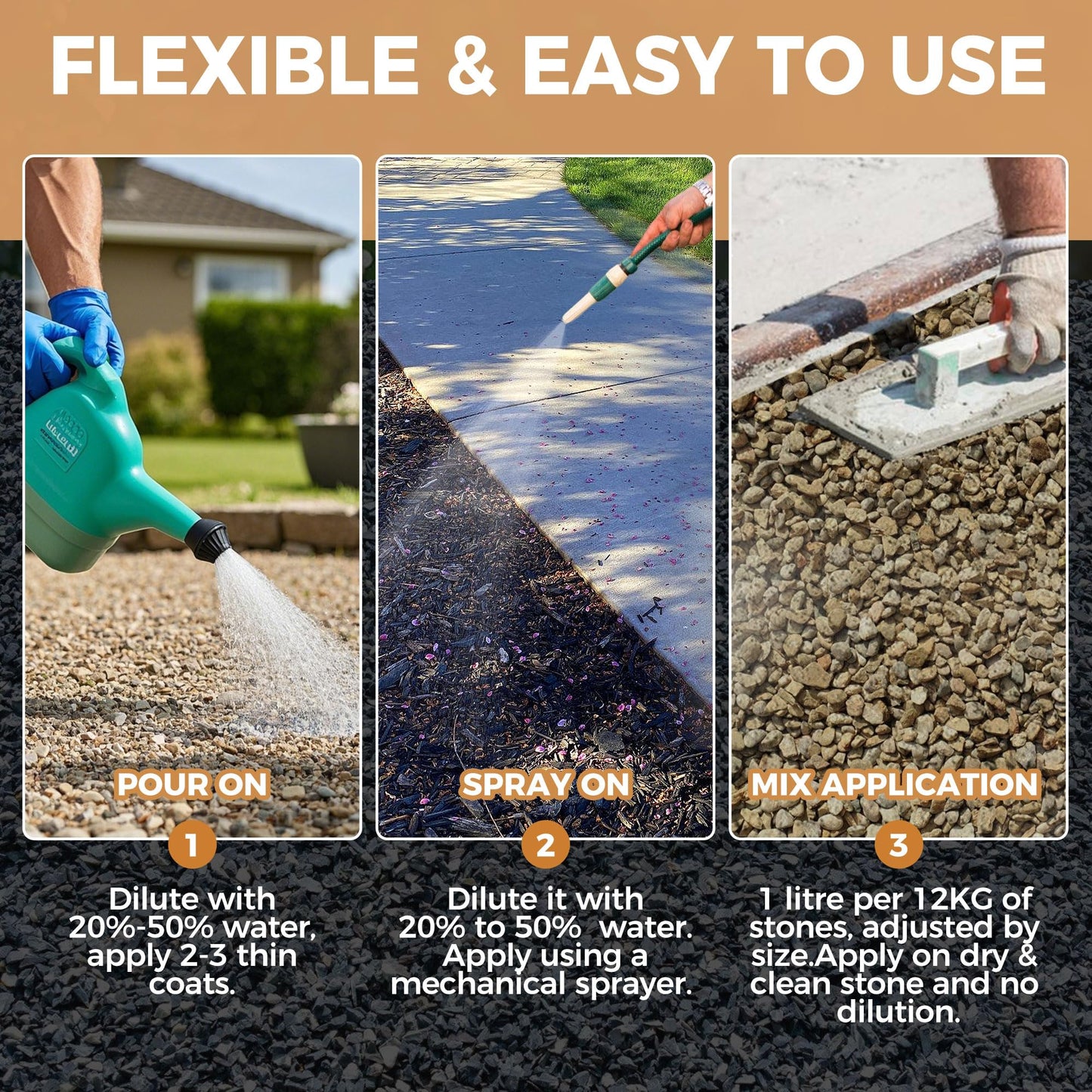BALORIZ Mulch Glue - 35oz Mulch and Rock Glues for Landscaping, Pea Gravel & Bark, Strong Stabilizing Gravel Glue with Applicator Ready to Use Non Toxic Mulches Glues for Rocks Locking Most Mulches