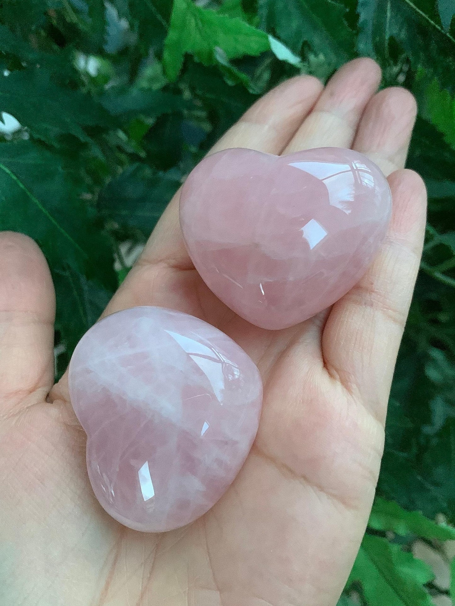 GAF TREASURES Rose Quartz Gemstone Hearts, Polished Rose Quartz Puffy Hearts, Rose Quartz Crystal Palm Stone, Rose Quartz Healing Crystal Hearts (1 Heart)