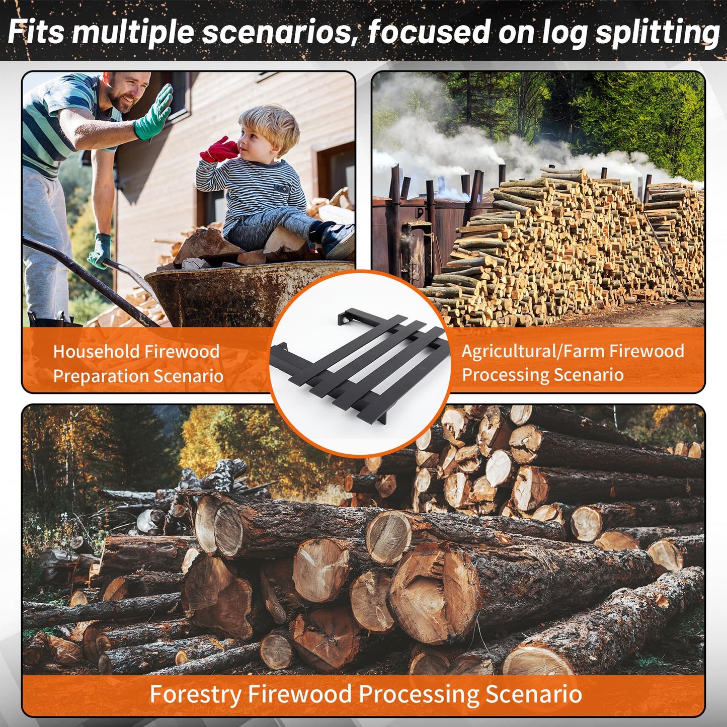 Frienda 2 Pack Log Catcher for Splitter Heavy Duty Metal Log Rack Catcher Splitter Part Accessories Tool, 11" Hole Center Distance