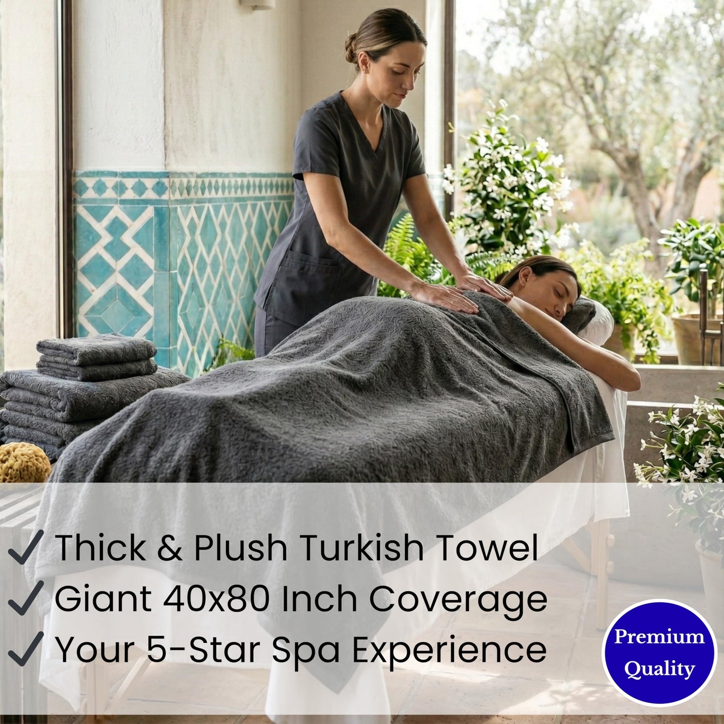 SALBAKOS Luxury 100% Turkish Cotton Bath Sheets 40x80 in Oversized Extra Large Bath Towels | Premium Hotel Quality Thick Soft Absorbent Turkish Towel for Spa Beach (Pack of 1, Gray, Jumbo Bath Sheet)