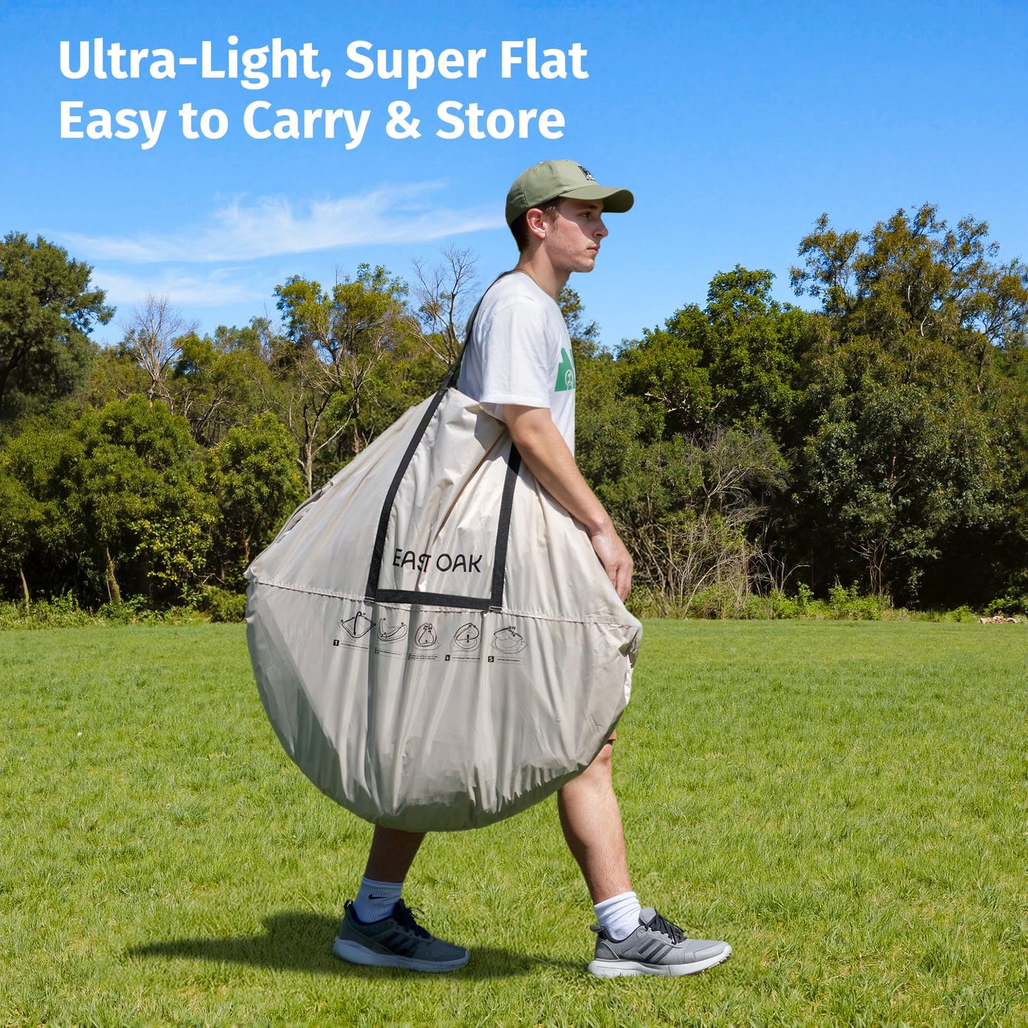East Oak Weather Sports Tent for Fishing, Sports Events | Pop Up Bubble Tent Instant Sun & Rain Shelter | No Condensation, Spacious Interior, Ultra Visibility | All Weather Protection | 4 x 4 FT