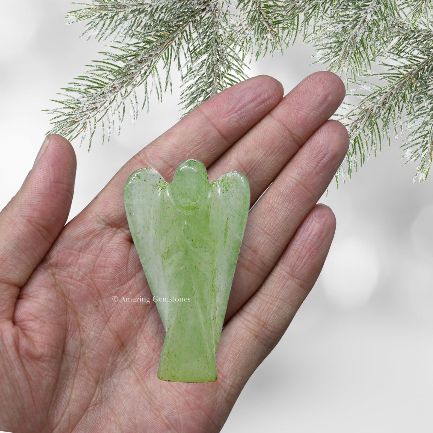 Amazing Gemstone Green Aventurine Angel - Green Aventurine Crystal Angel and Pocket Guardian Angel Crystal Figurines (3 inches)