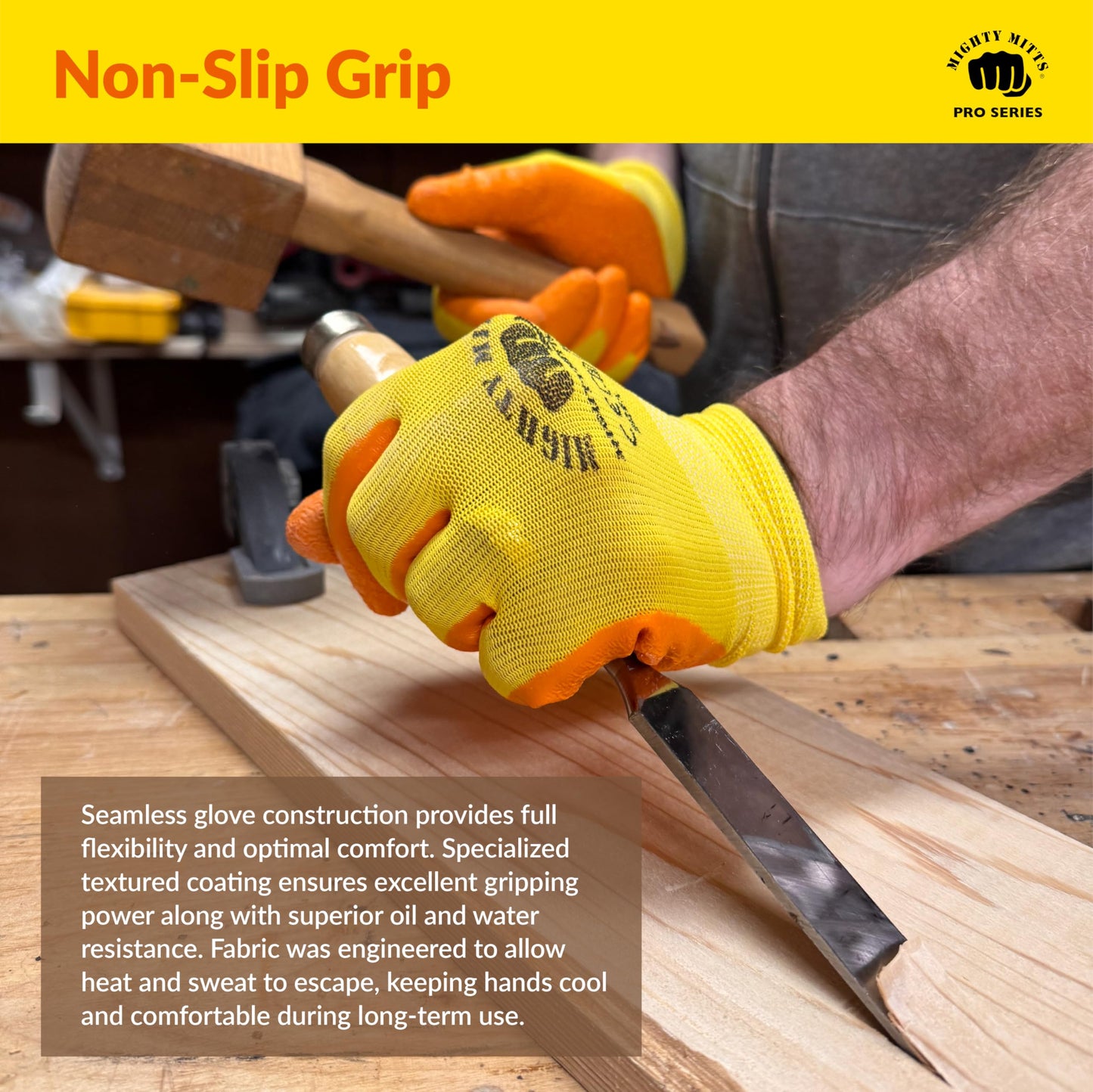 Cut-Resistant Work Gloves with Latex Grip (12 Pack) – Durable Safety Gloves for Construction, Landscaping, Gardening & Warehouse Work - Medium - Mighty Mitts Safety Work Gloves