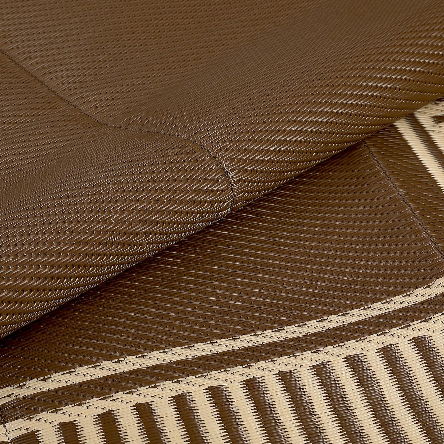 IDEALHOUSE Outdoor Rug 9'x18' Reversible Portable Lightweight Waterproof UV Resistant Plastic Straw Patio Mat for RV Camping Picnic Deck Backyard Peony Brown