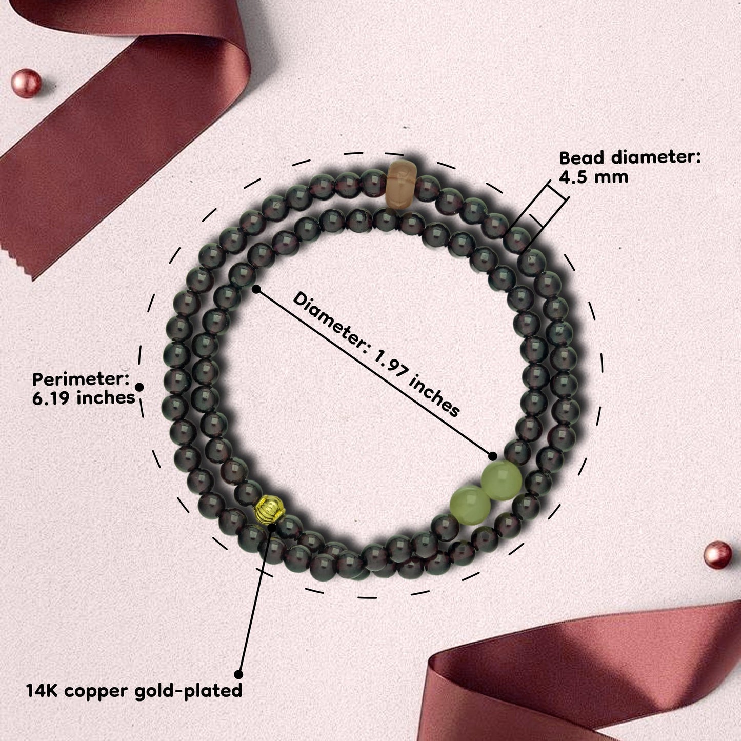 CNYTPE Garnet Bracelet for Women – Red Garnet Jewelry, Healing Crystal Bracelet, Handmade Gemstone Jewelry, Symbol of Love, Happiness & Harmony (4mm Garnet & Nephrite Bead)