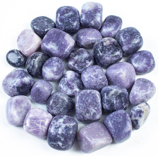 Crocon 1LB Lepidolite Tumbled Stones and Crystals bulk 2000+ Carats - Polished Stones - Rock Collection - vase Filler tumbles - Crystals Healing Reiki - Gemstone Gifts - Fountain tumbles | 20-25 mm,