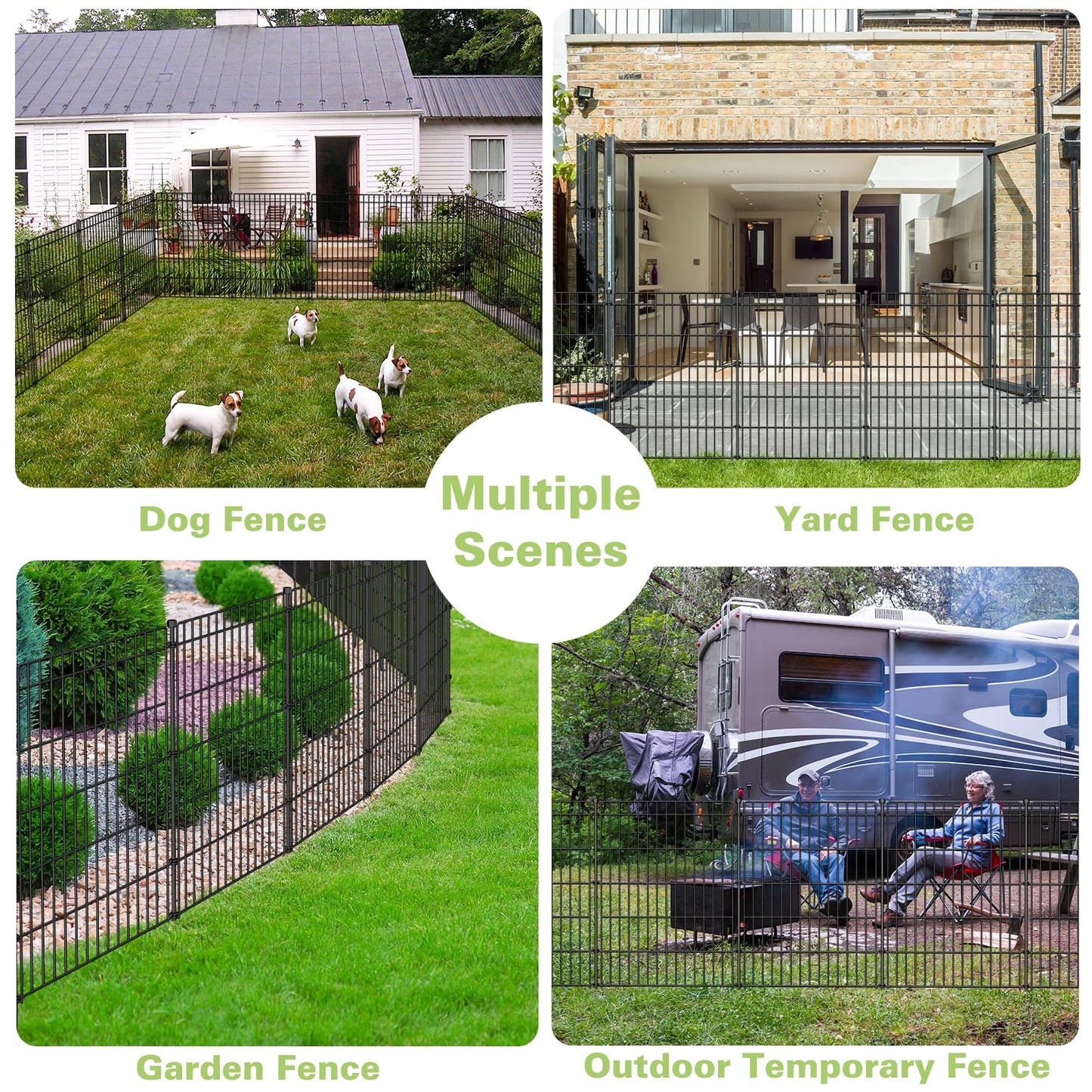 10 Panels No Dig Garden Fence with Gate, 44in(H) × 23.6ft(L) Decorative Metal Outdoor Dog Fence, Rustproof Pet Fencing for Yard, Patio, Flower Bed -Temporary Fencing| Easy to Install