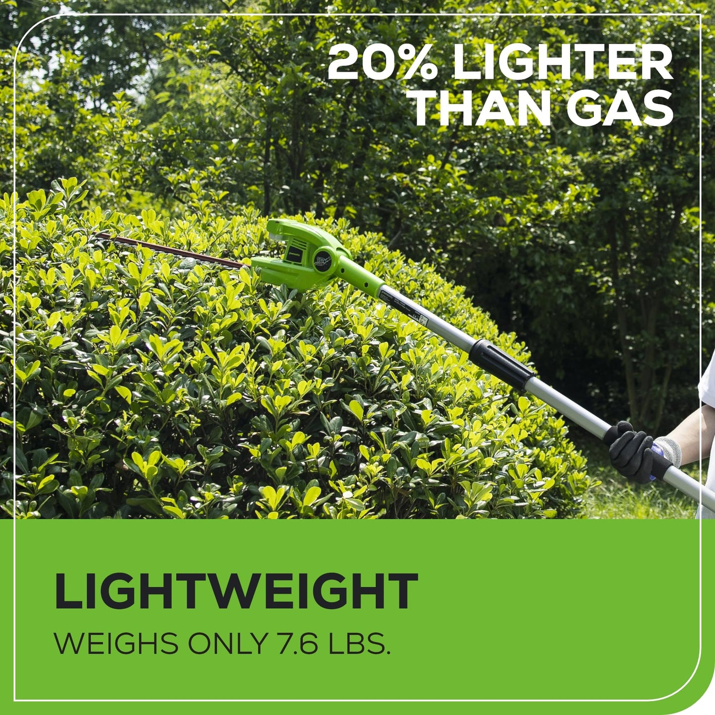 Greenworks 40V 20" Cordless Pole Hedge Trimmer, 2.0Ah Battery and Charger Included