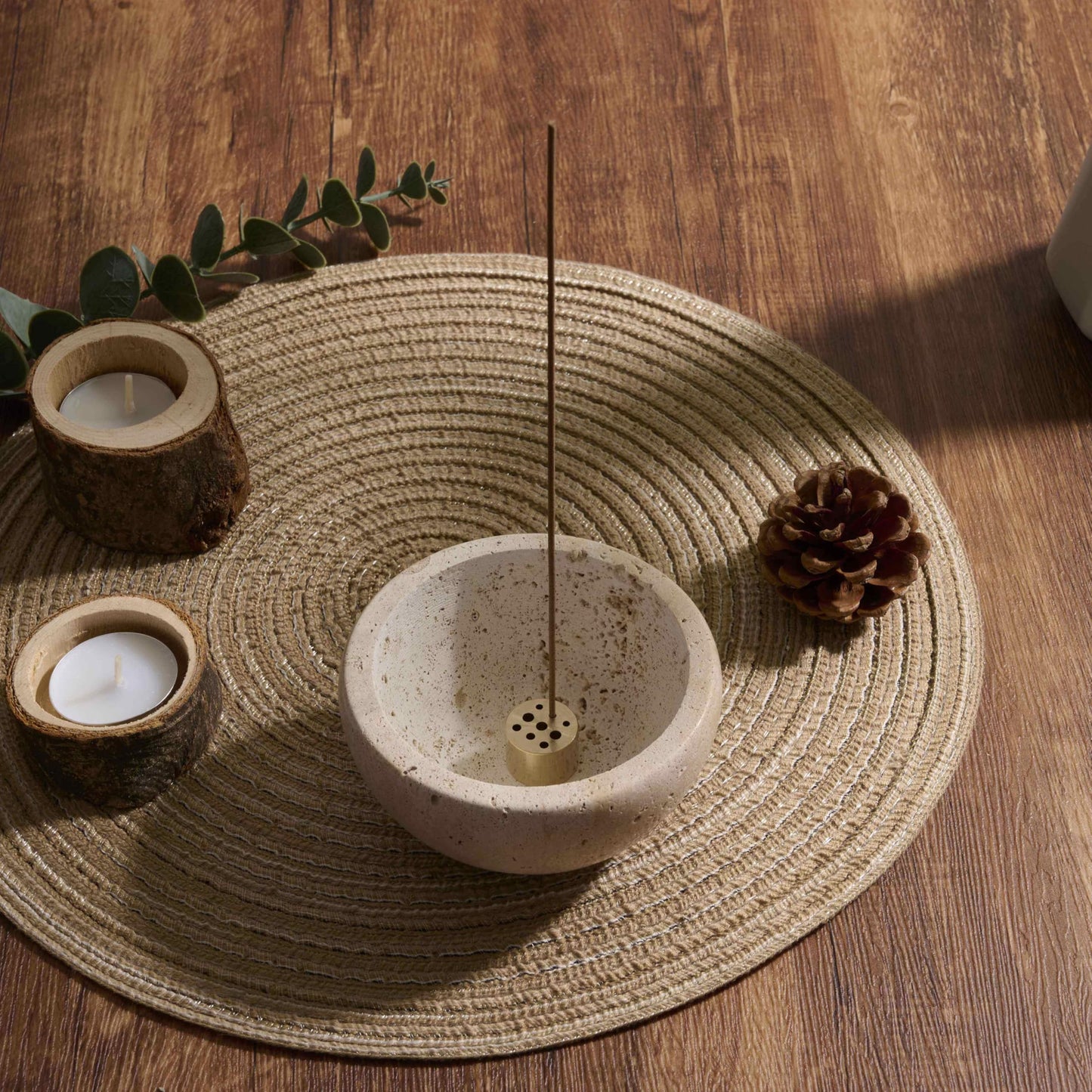 SHICANGSHIYE Incense Holder for Sticks and Cones - Handcrafted Limestone Incense Burner and Ash Catcher, Modern Stone Holder for Aromatherapy, Meditation, and Japanese Incense