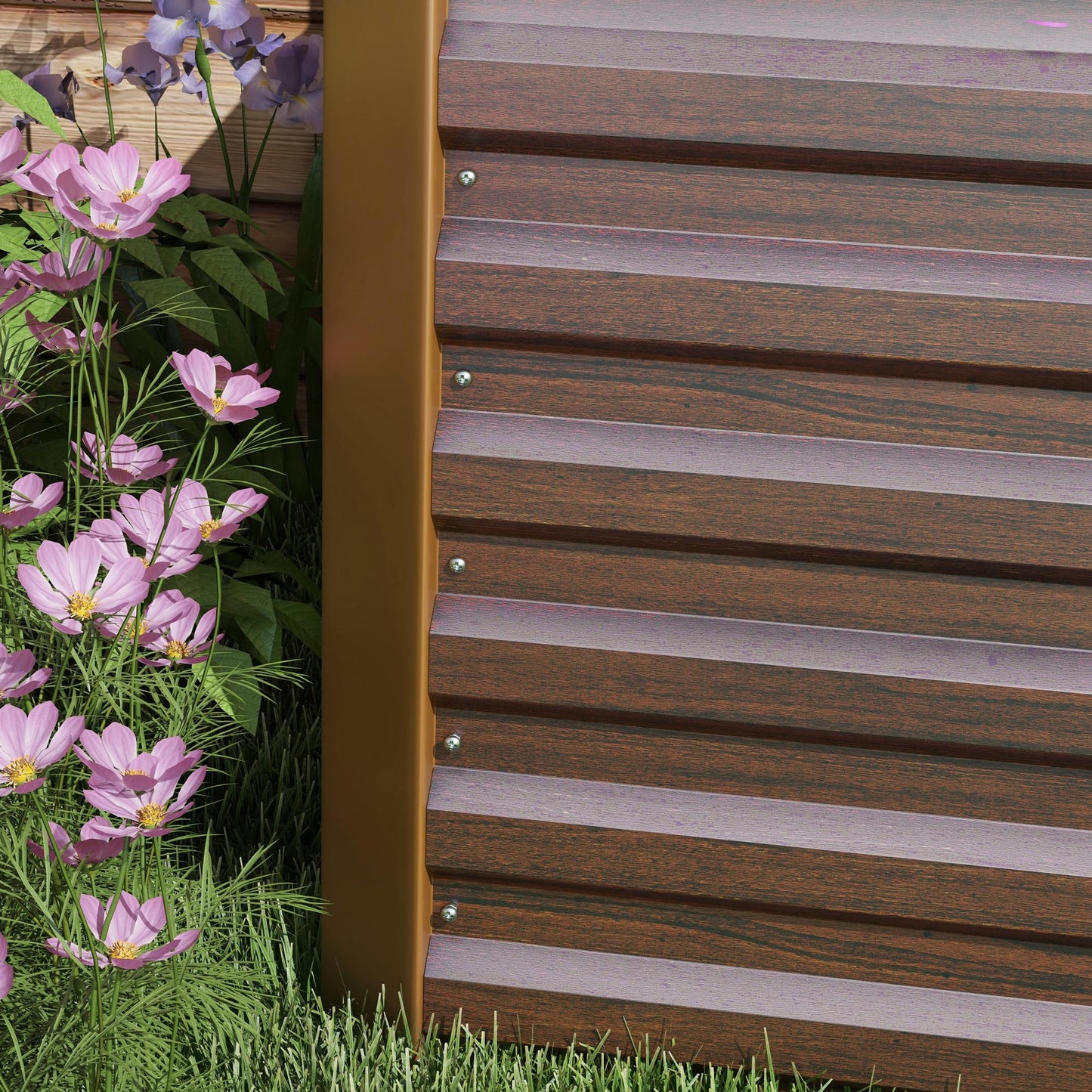 Amacv 8x2x2ft Galvanized Raised Garden Bed Kit, Outdoor Metal Elevated Planter Box with Safety Edging, Large Raised Bed for Growing Flowers, Herbs and Vegetables, Brown