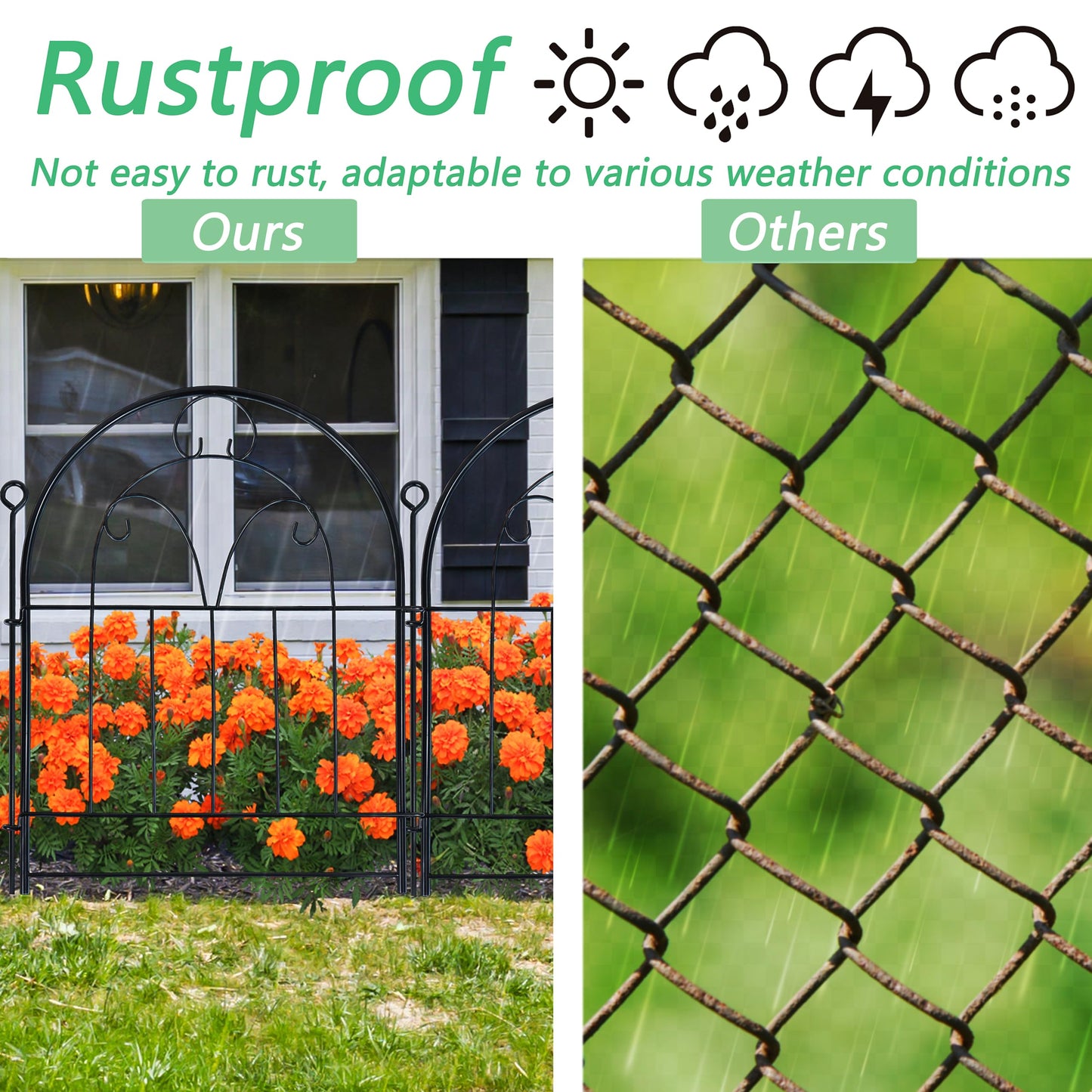 Garden Fence, 11ft(L) X 21in(H) 10 Pack Rustproof Metal No Dig Fence Panels, Garden Fencing Dog Fence Outdoor for Yard, Decorative Fences and Borders, Animal Barrier, Flower Bed, Patio