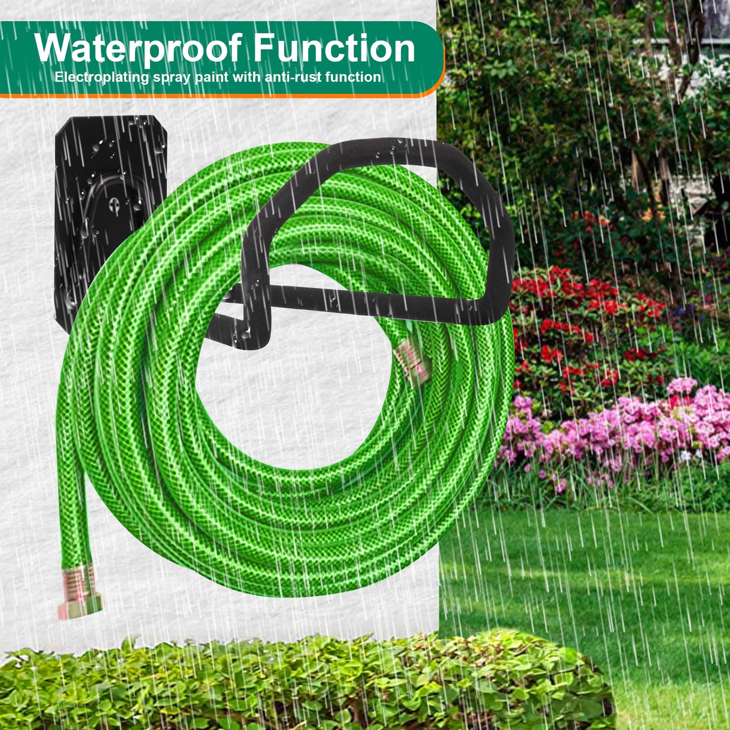 PeoMev Garden Hose Holder Wall Mount - Heavy Duty Water Hose Holders for Outside, Metal Hoses Hanger Sturdy Hose Reel Hooks for Garden