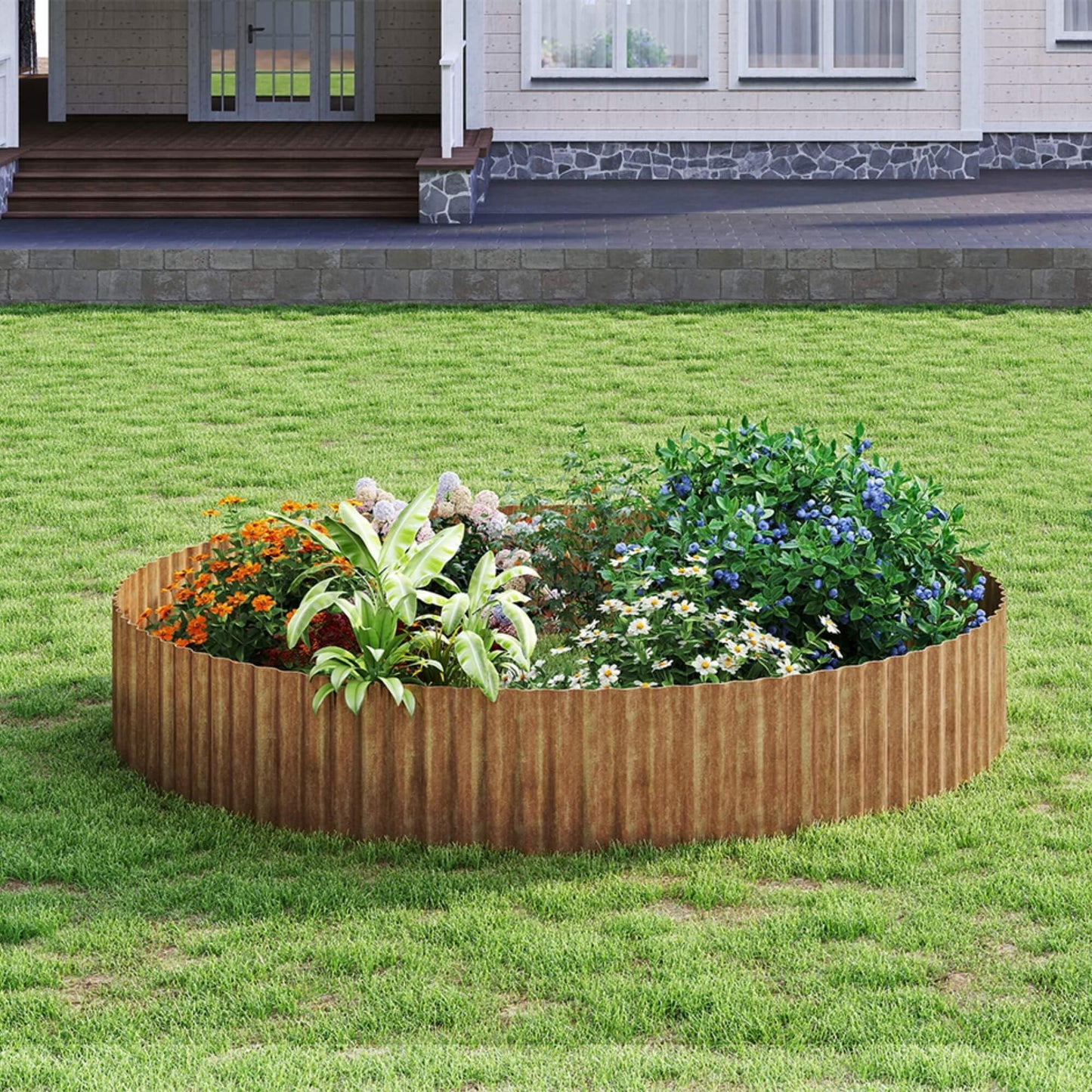 Garden Lawn Edging and Landscape Border - 12" x 20' Corrugated Metal Garden Edging, for DIY Flower Beds, Lawns & Landscaping (Real Rust)